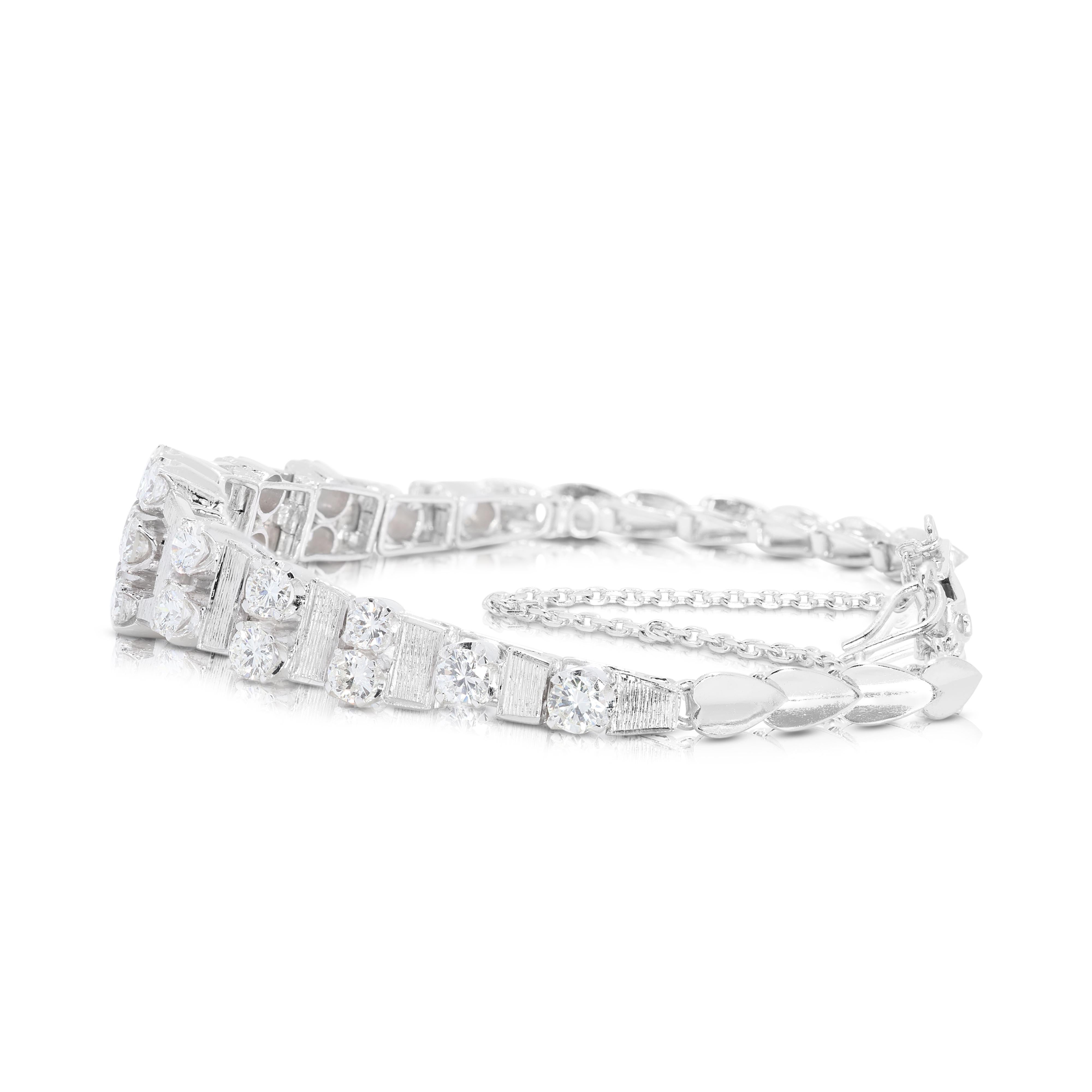 Bracelet glamour en platine avec diamants naturels de 2 carats et 20 points Excellent état - En vente à רמת גן, IL