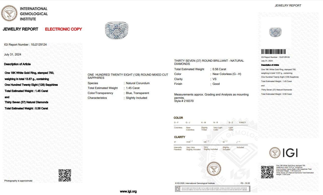 Glamouröser Cocktailring mit 2,01 Karat Diamanten aus 18 Karat Weißgold - IGI-zertifiziert im Angebot 1