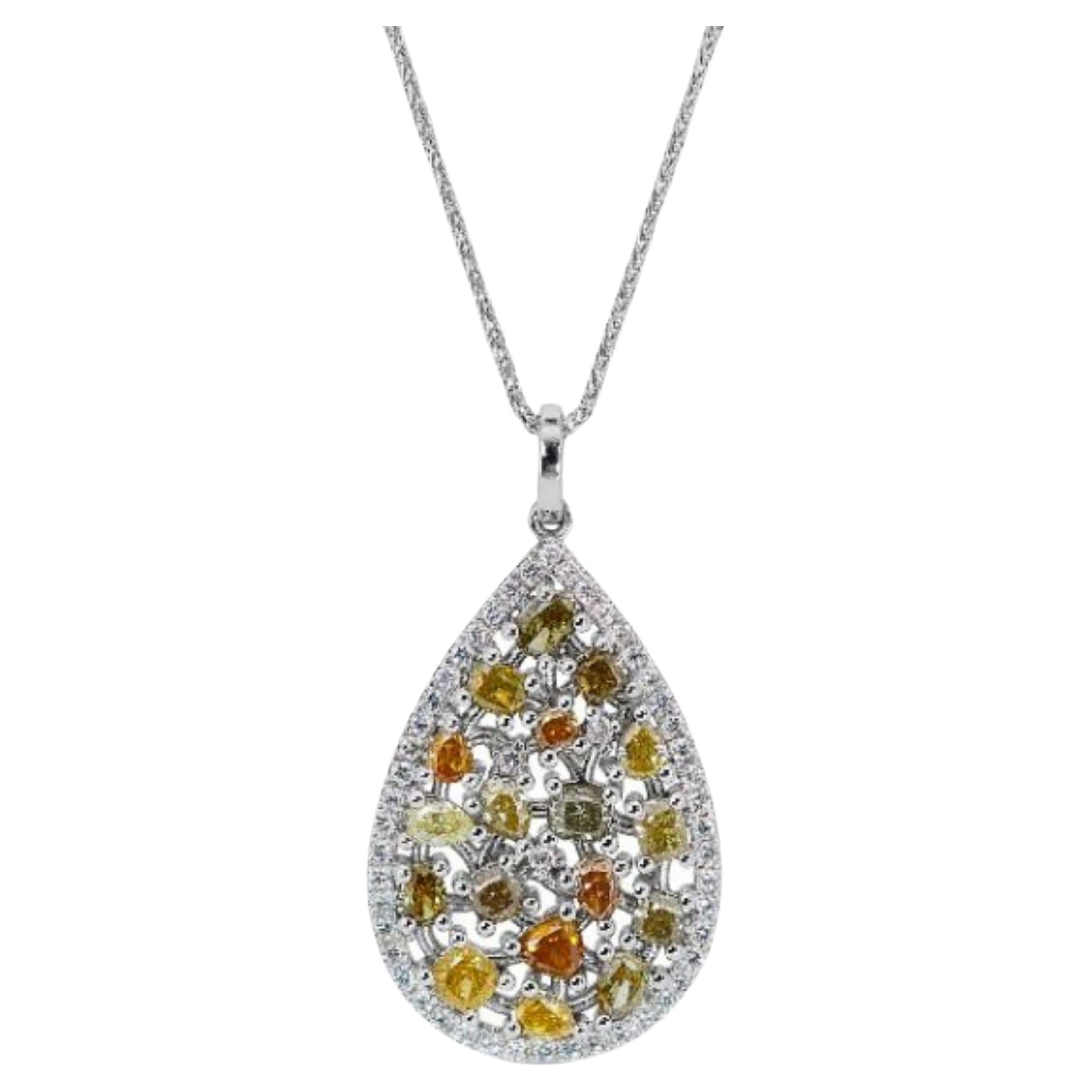 Glamorous 2.17ct. Mixed Cut Stud Diamond Necklace For Sale