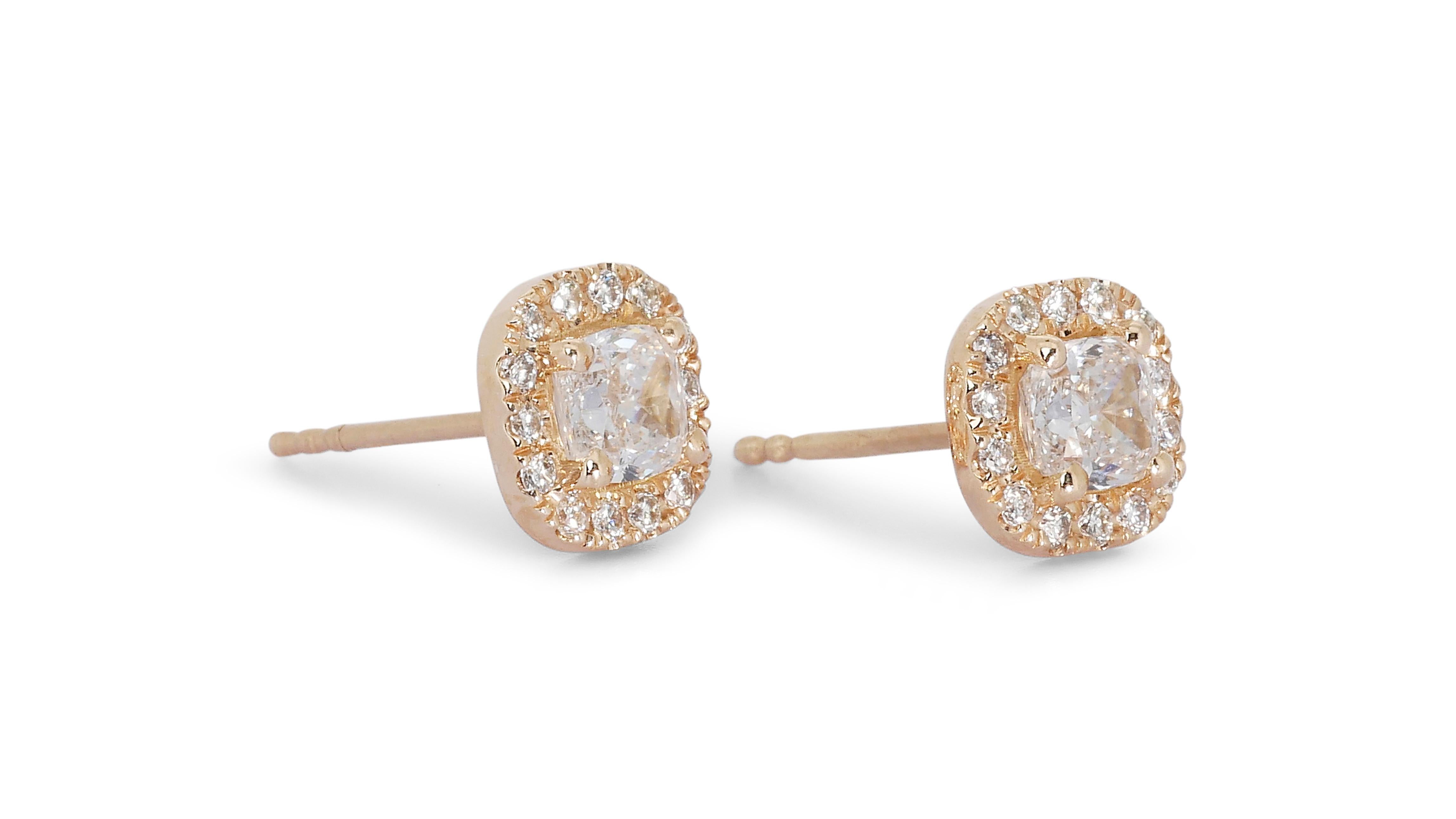 Glamouröse Halo-Ohrringe mit 2,20 Karat Diamanten in  18 Karat Gelbgold – GIA-zertifiziert im Angebot 3