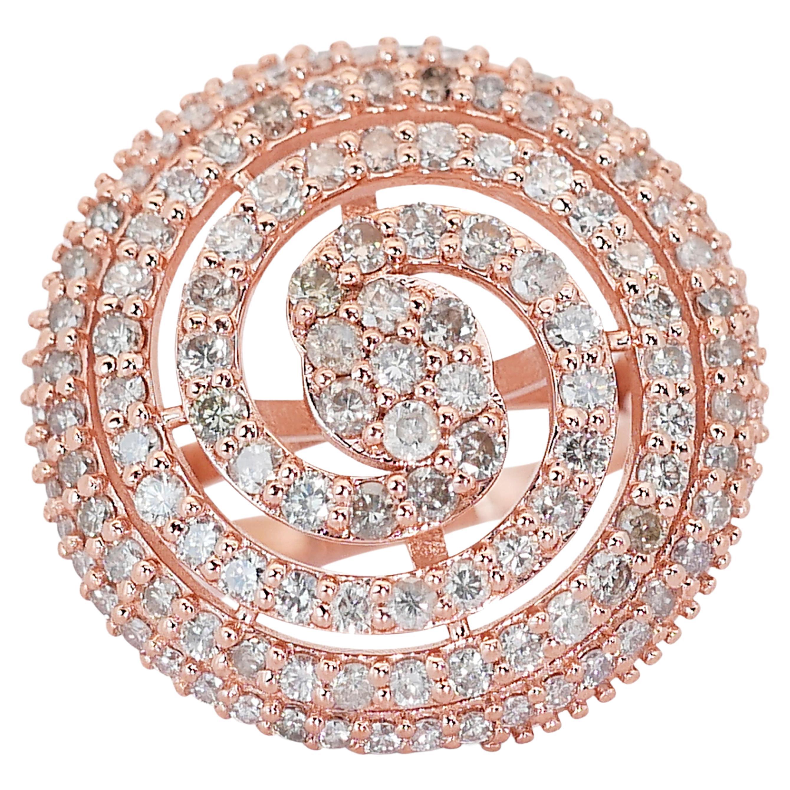 Glamorous 2.46ct Diamonds Cluster Ring in 14k Rose Gold - IGI Certified