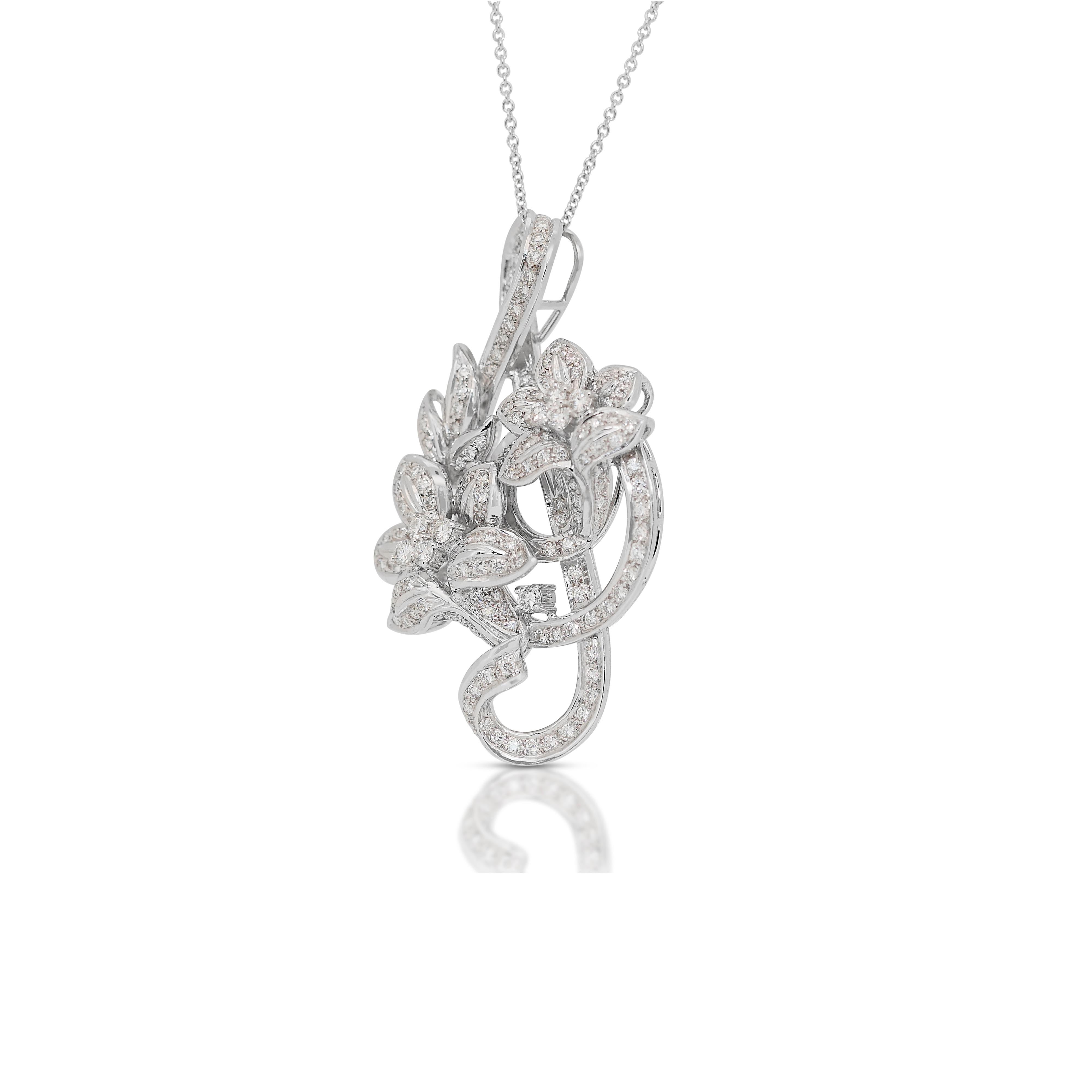 Glamorous 2.73ct Diamonds Necklace with Pendant in 18k White Gold - IGI In New Condition For Sale In רמת גן, IL
