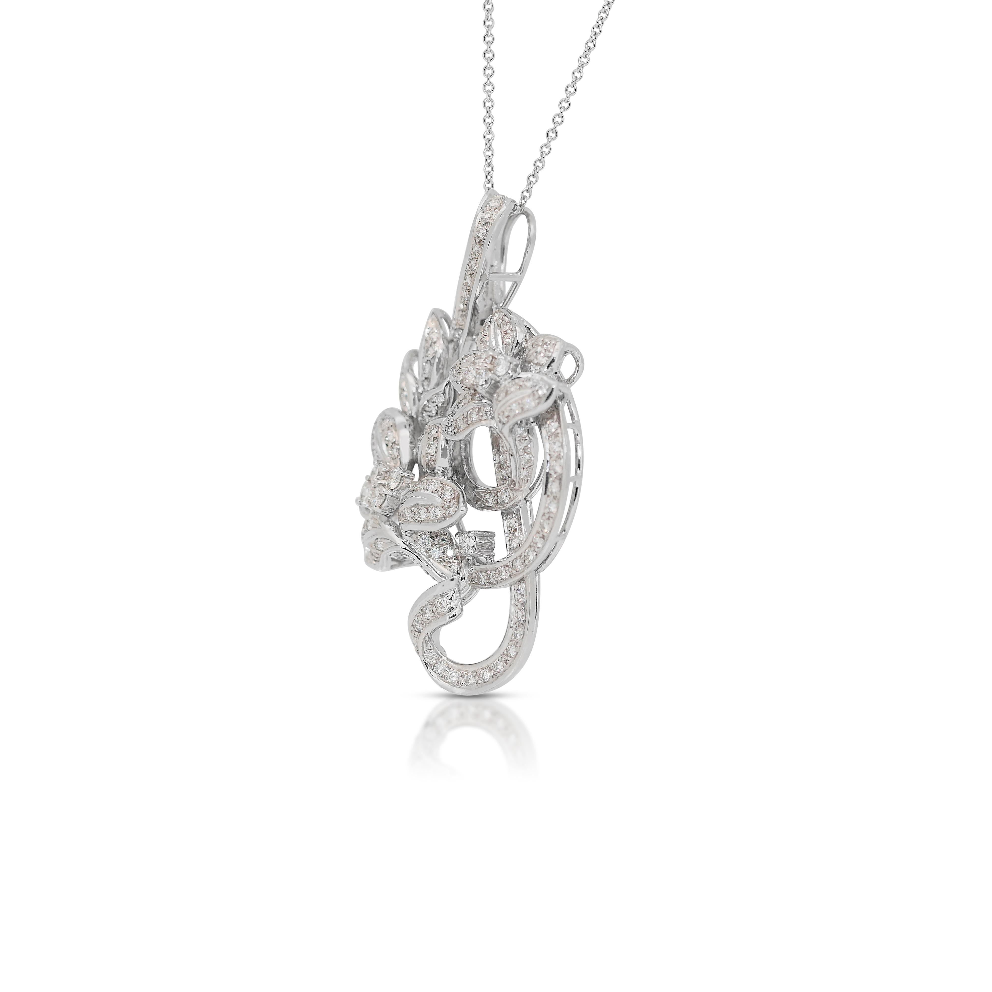 Glamorous 2.73ct Diamonds Necklace with Pendant in 18k White Gold - IGI For Sale 1