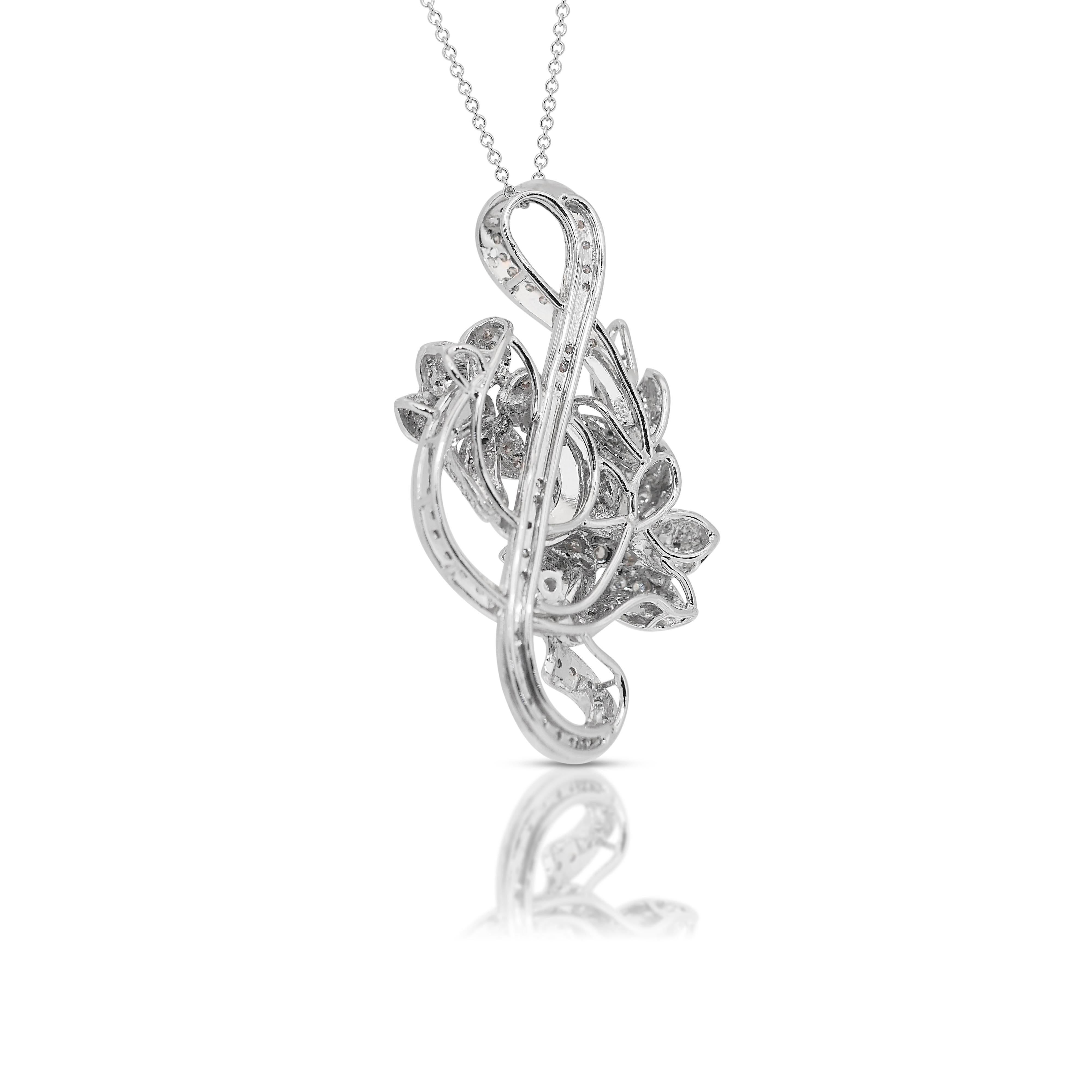 Glamorous 2.73ct Diamonds Necklace with Pendant in 18k White Gold - IGI For Sale 2