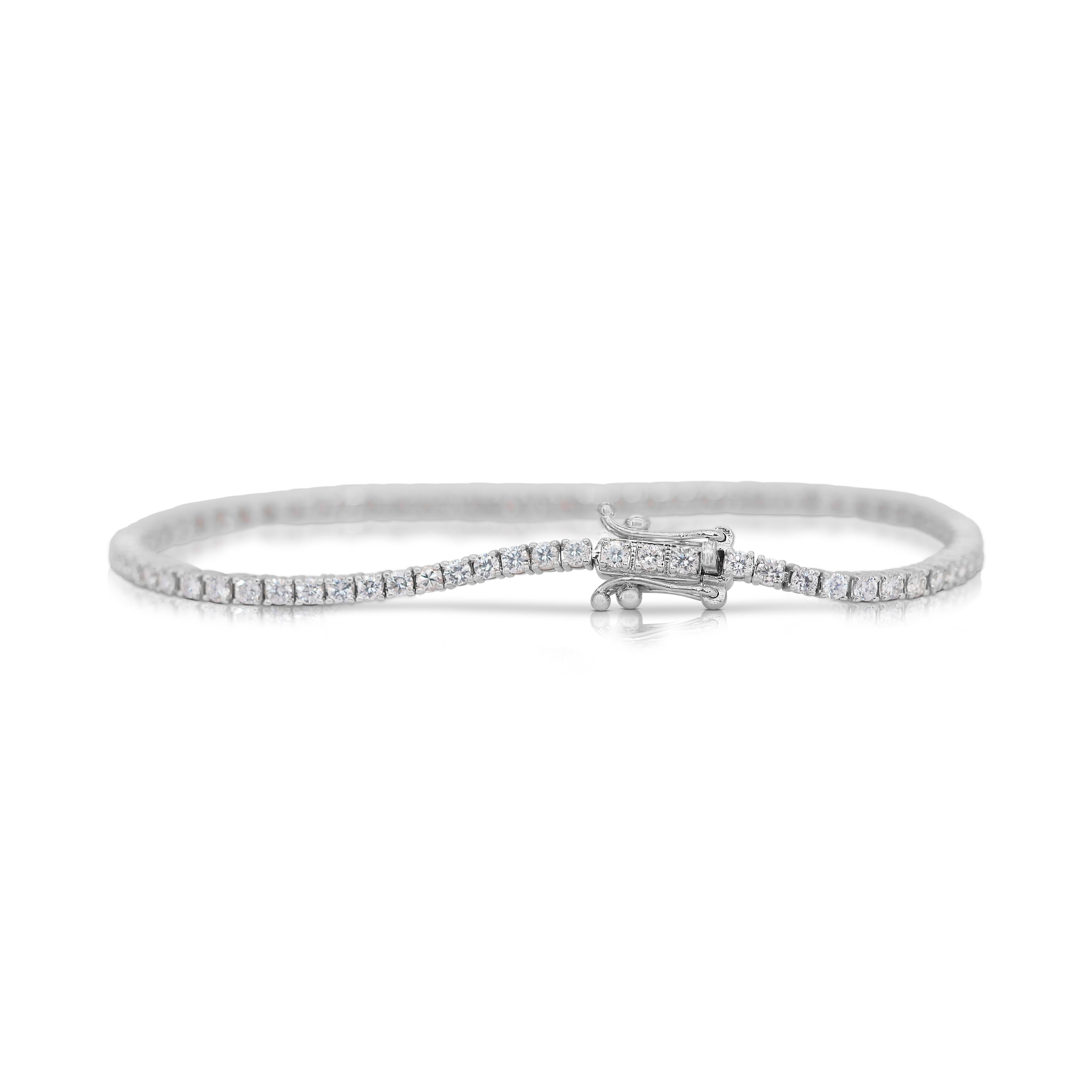 Glamuroso  Pulsera de tenis de oro blanco de 18 quilates con diamantes de 2,88 ct - Certificado IGI Corte redondo en venta
