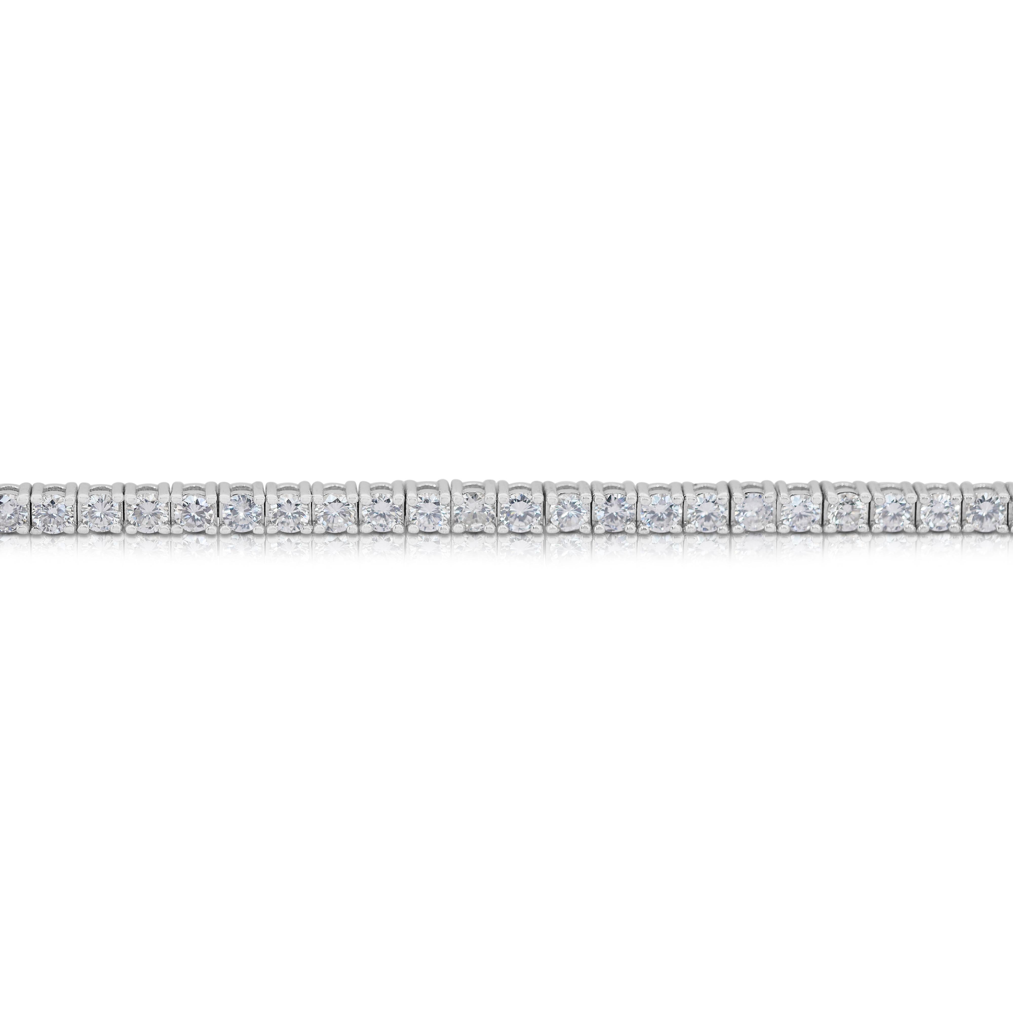 Glamuroso  Pulsera de tenis de oro blanco de 18 quilates con diamantes de 2,88 ct - Certificado IGI en Nuevo estado para la venta en רמת גן, IL