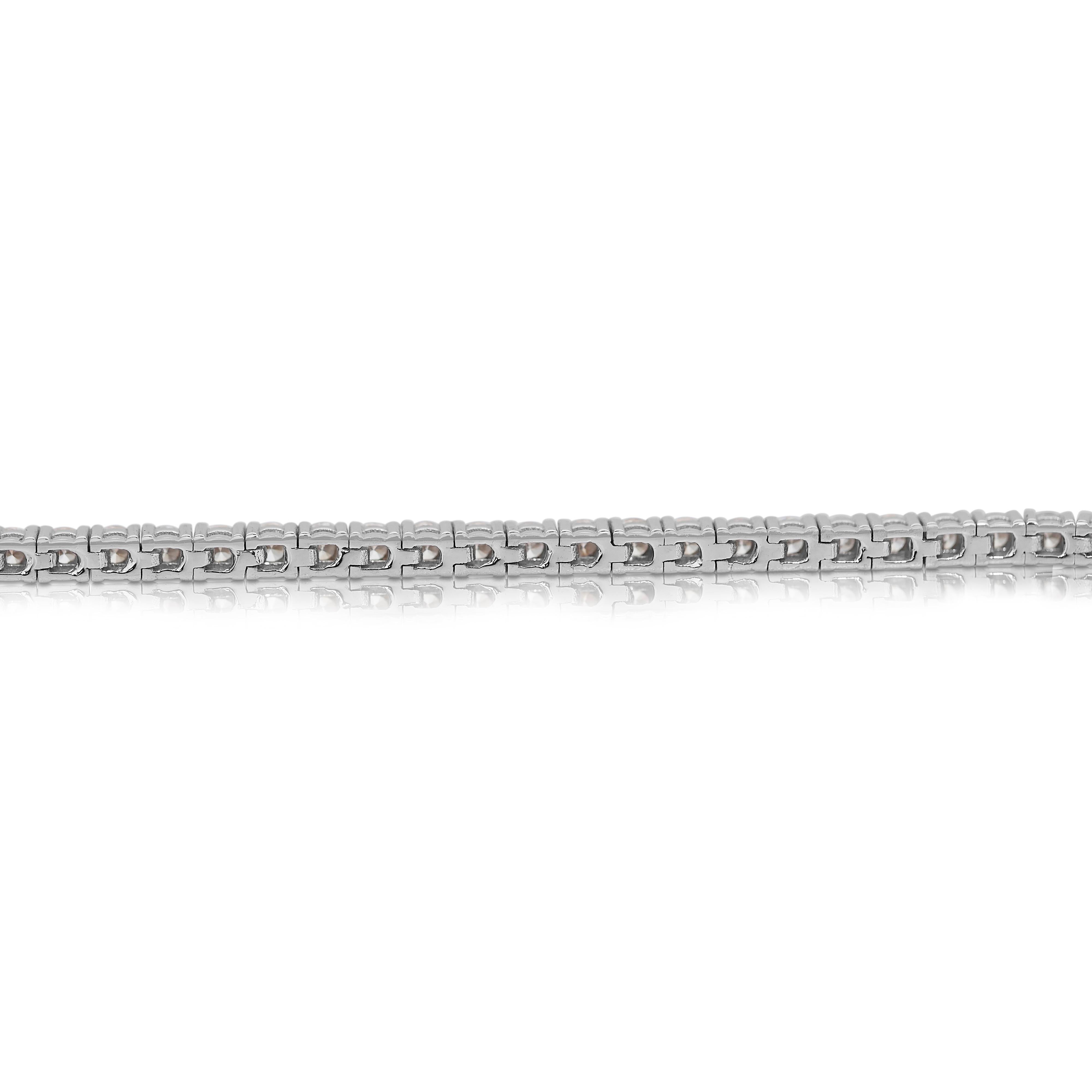 Glamuroso  Pulsera de tenis de oro blanco de 18 quilates con diamantes de 2,88 ct - Certificado IGI en venta 2