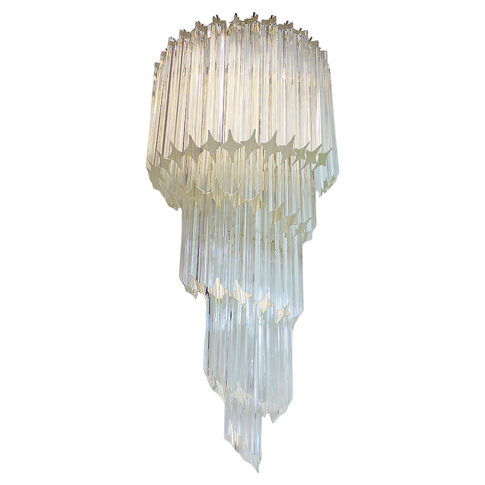 Glamour 31" Murano Quadriedri Wall Sconce Prism & Brass by Venini, Italy, 1970 en vente