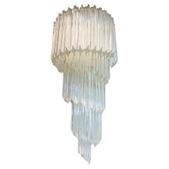 Glamouröser 31" Murano Quadriedri Wandleuchter Prisma & Messing von Venini, Italien, 1970