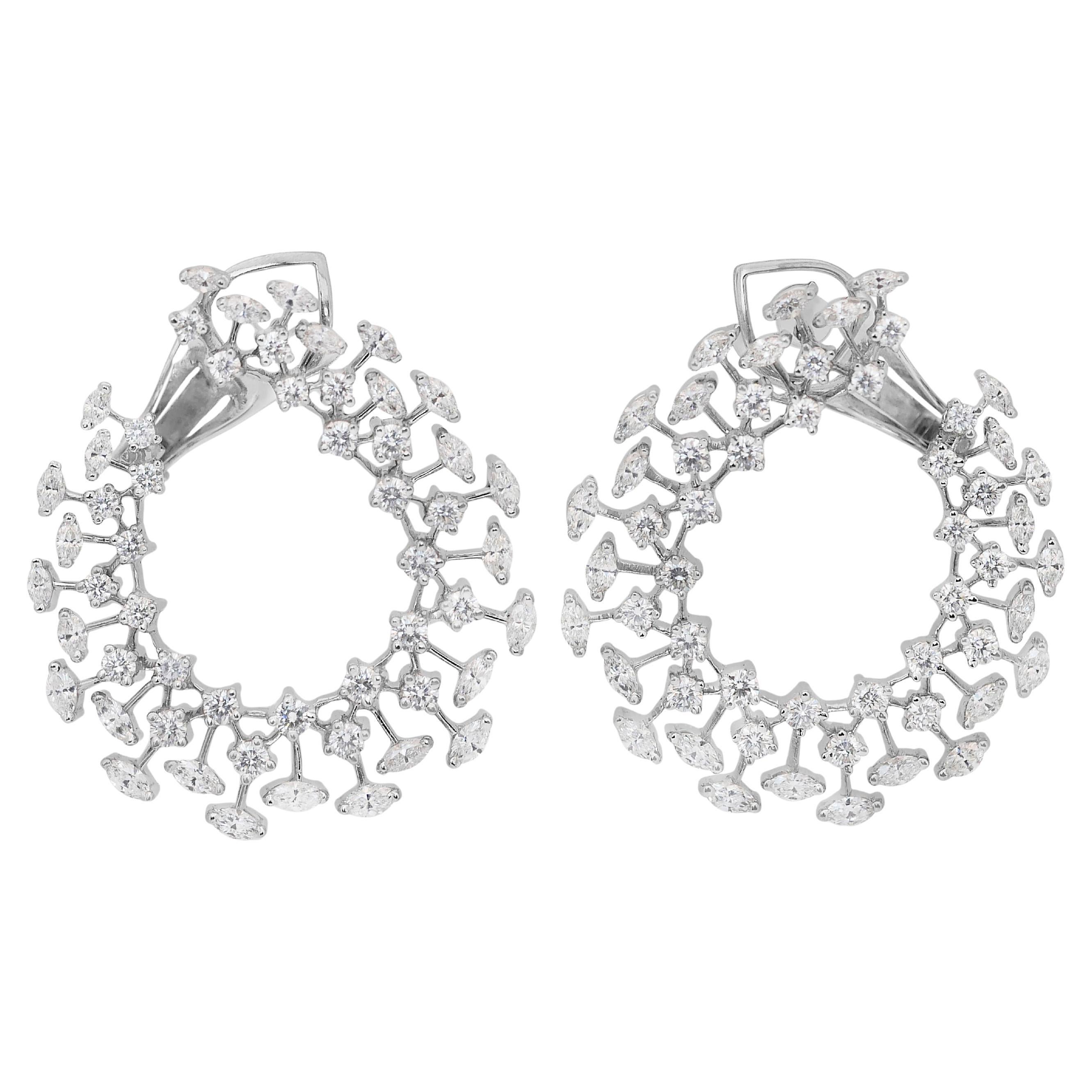 Glamorous 3.43ct Diamonds Earrings in 18k White Gold - IGI Certified