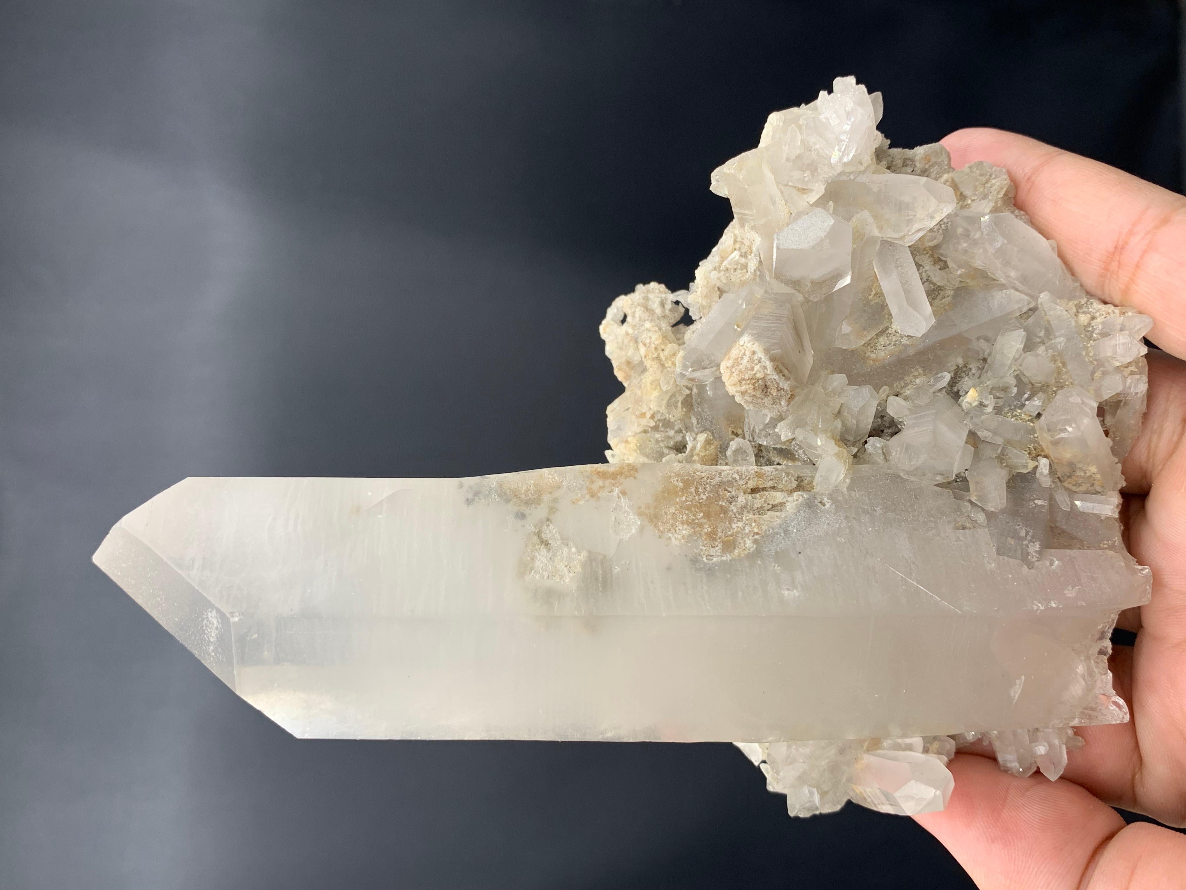 Adam Style Glamorous 359.99 Grams Robust Cluster Of Pointed Quartz Crystal From Pakistan For Sale