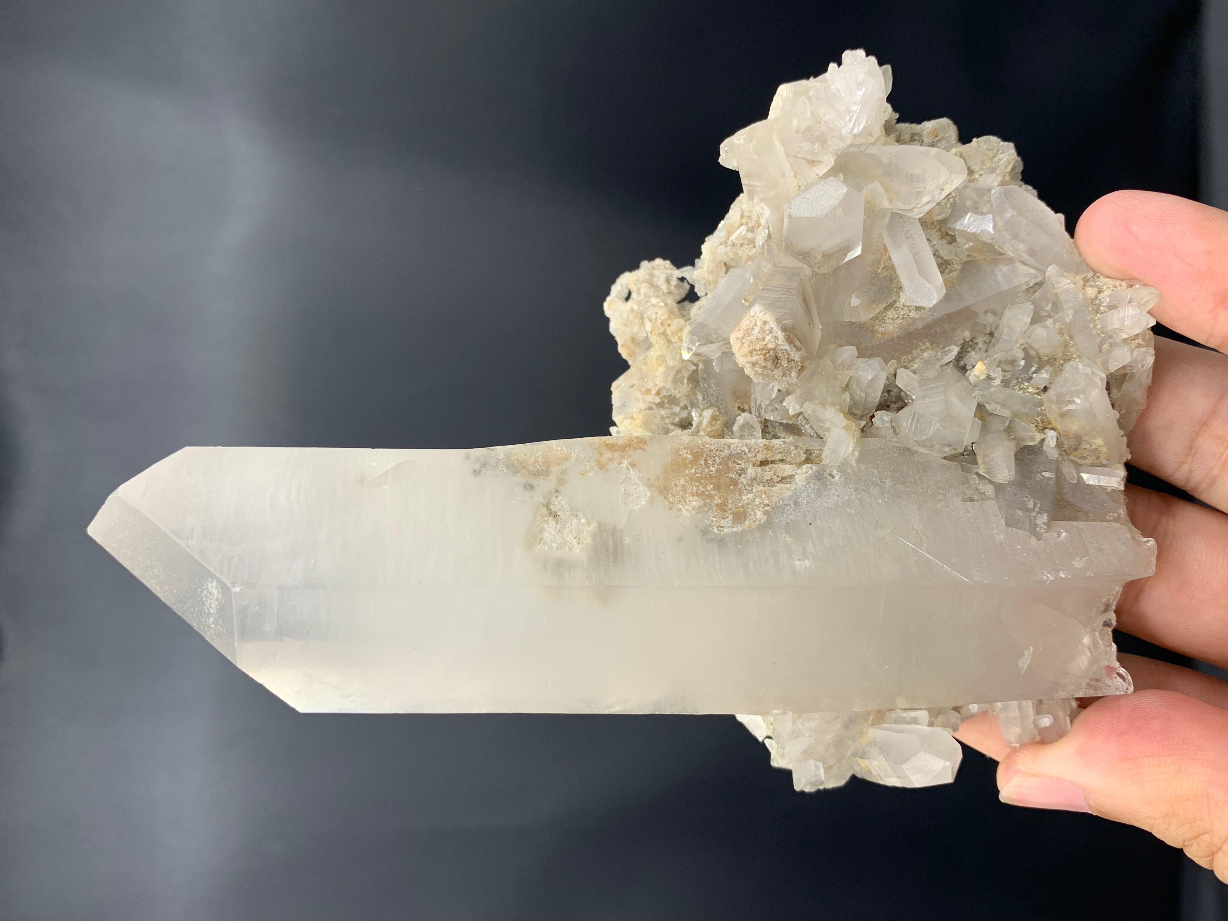Glamorous 359.99 Grams Robust Cluster Of Pointed Quartz Crystal From Pakistan For Sale 1