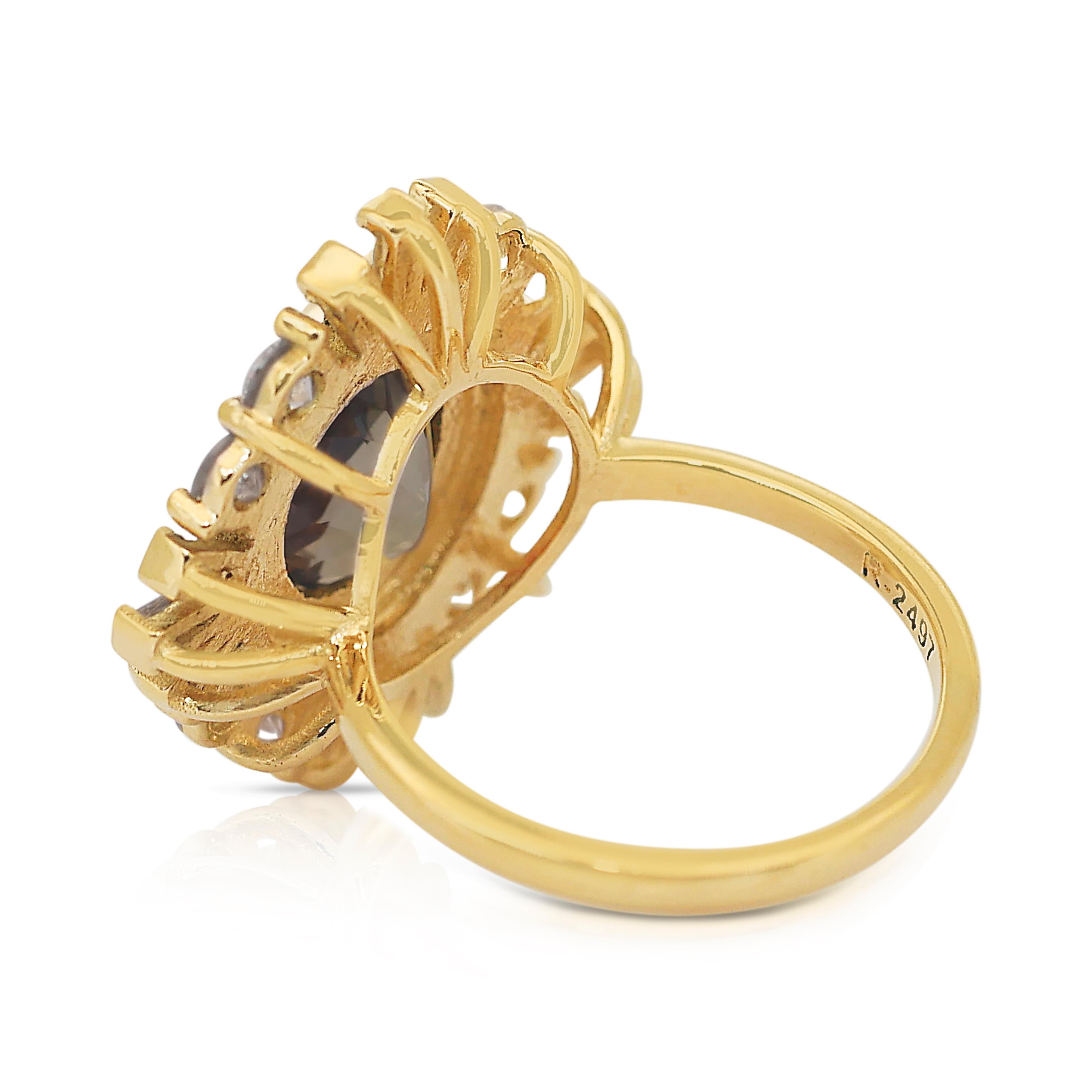 Bague glamour en or jaune 18 carats, diamants et Andalusite de 4,36 carats Pour femmes en vente