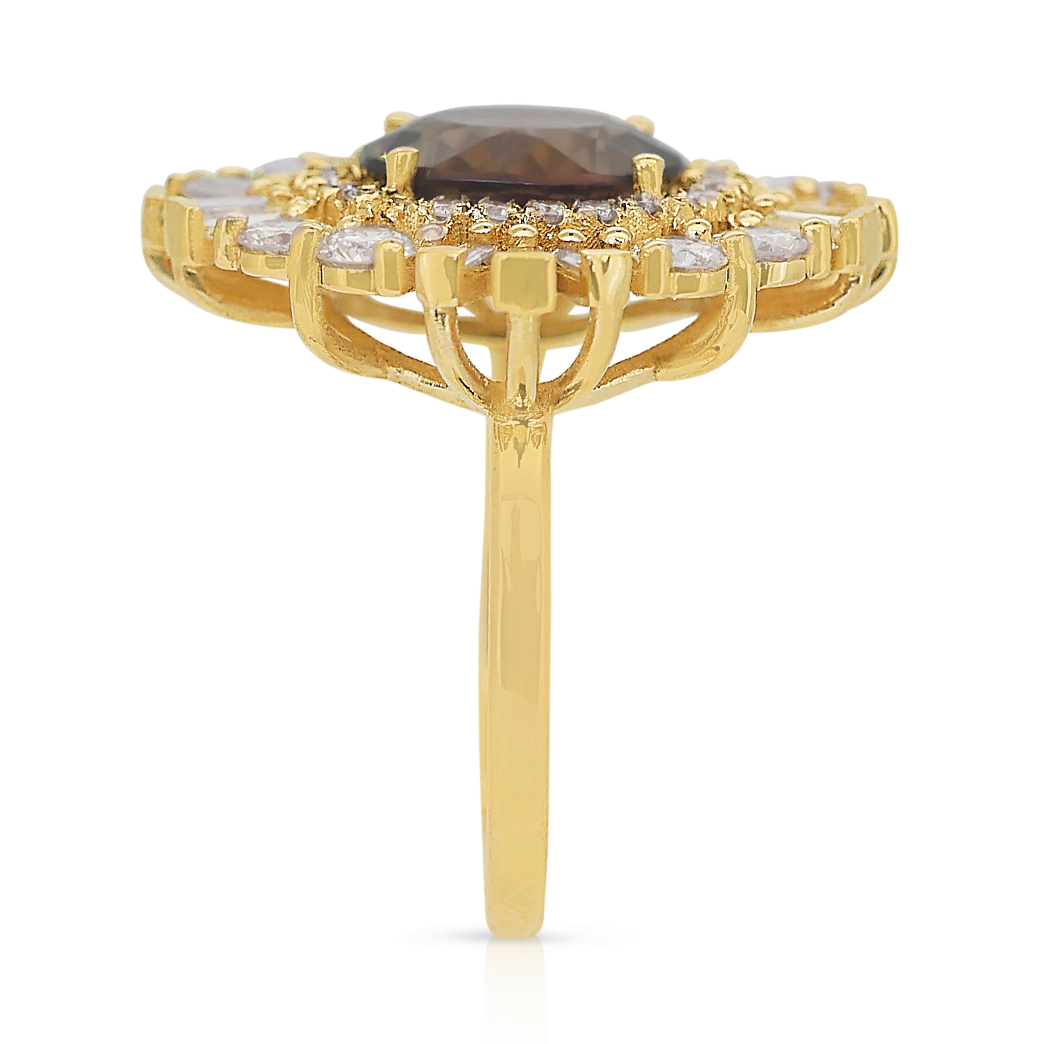 Bague glamour en or jaune 18 carats, diamants et Andalusite de 4,36 carats en vente 2