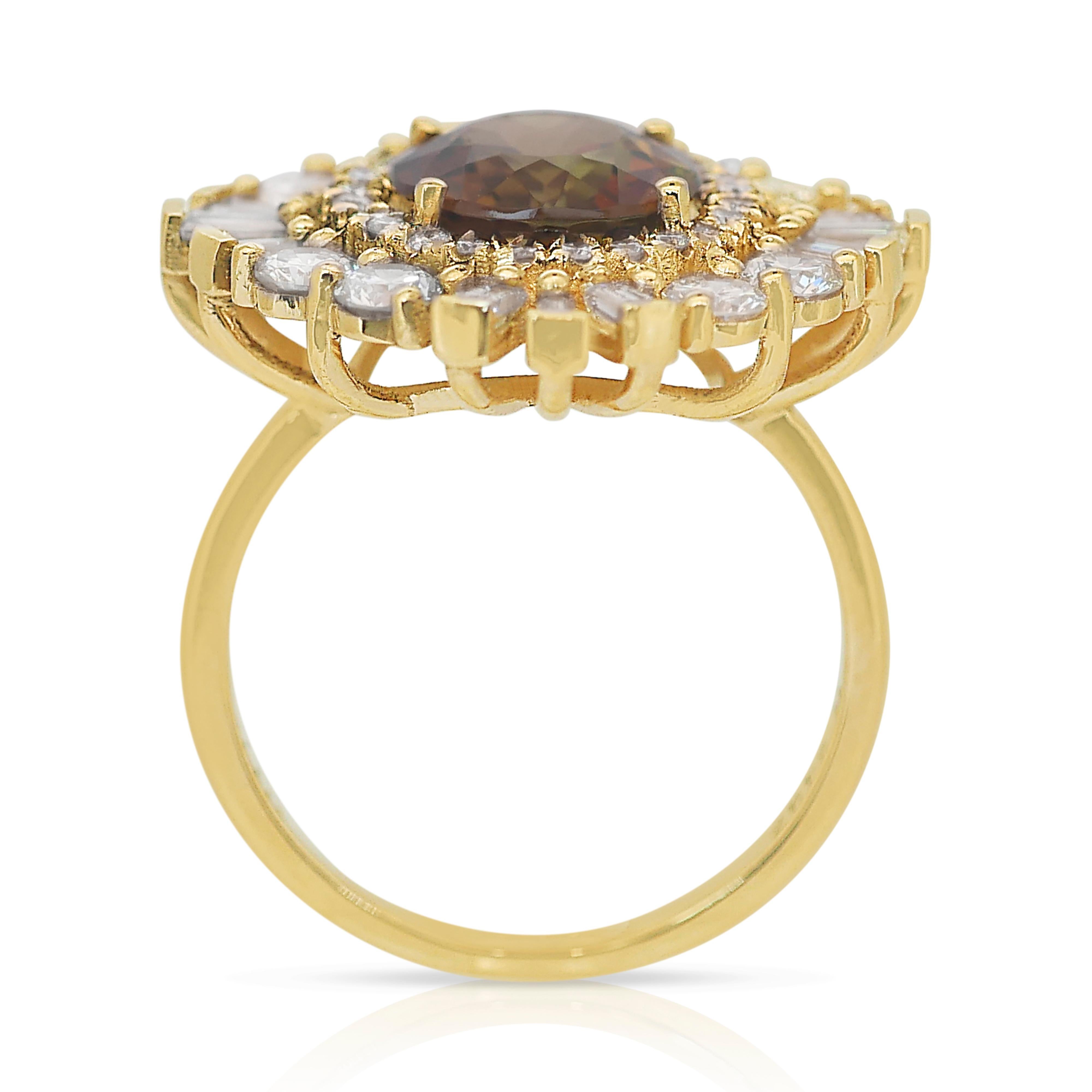 Bague glamour en or jaune 18 carats, diamants et Andalusite de 4,36 carats en vente 4