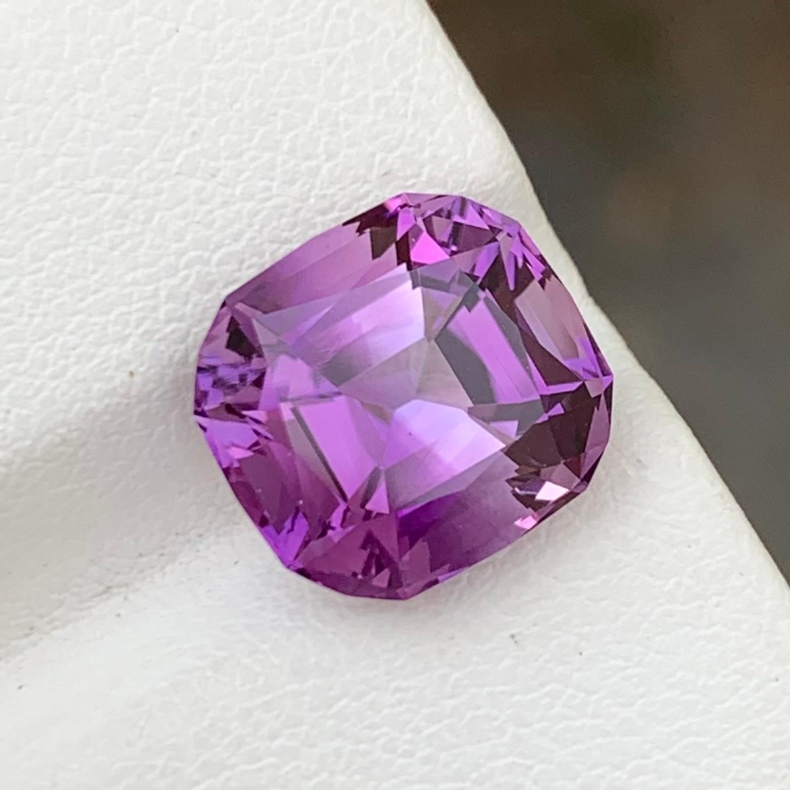 Loose Amethyst
Weight: 5.00 Carat
Dimension: 11.1 x 10.3 x 7.4 Mm
Colour: Purple
Origin: Brazil
Shape: Cushion
Certificate: On Demand
Treatment: Non


Amethyst, a captivating violet variety of quartz, has long held a place of prominence in the world