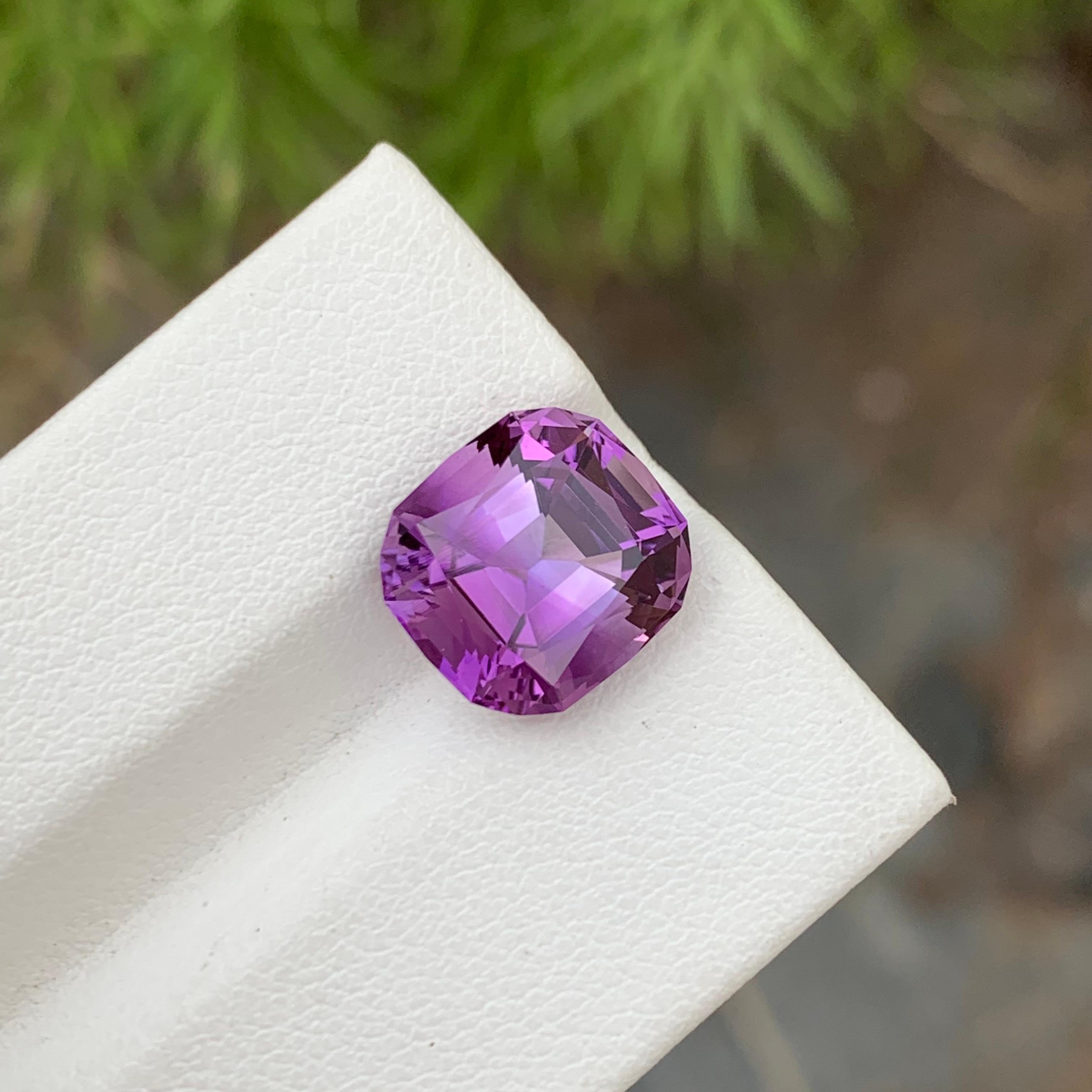 Arts and Crafts Bague en améthyste violette en vrac de 5,00 carats en forme de coussin  en vente