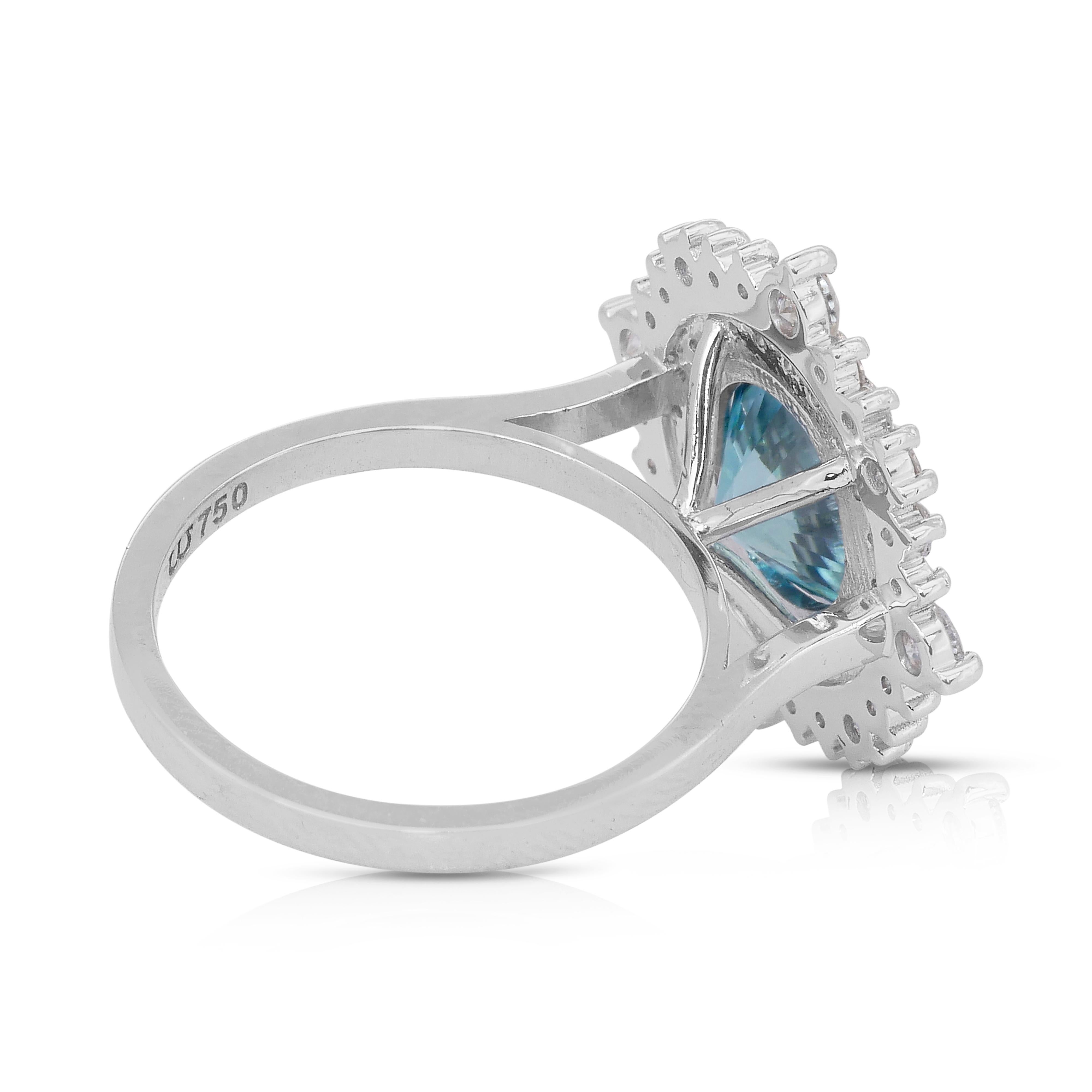 Round Cut Glamorous 5.03ct Zircon and Diamonds Double Halo Cocktail Ring in 18k White Gold For Sale
