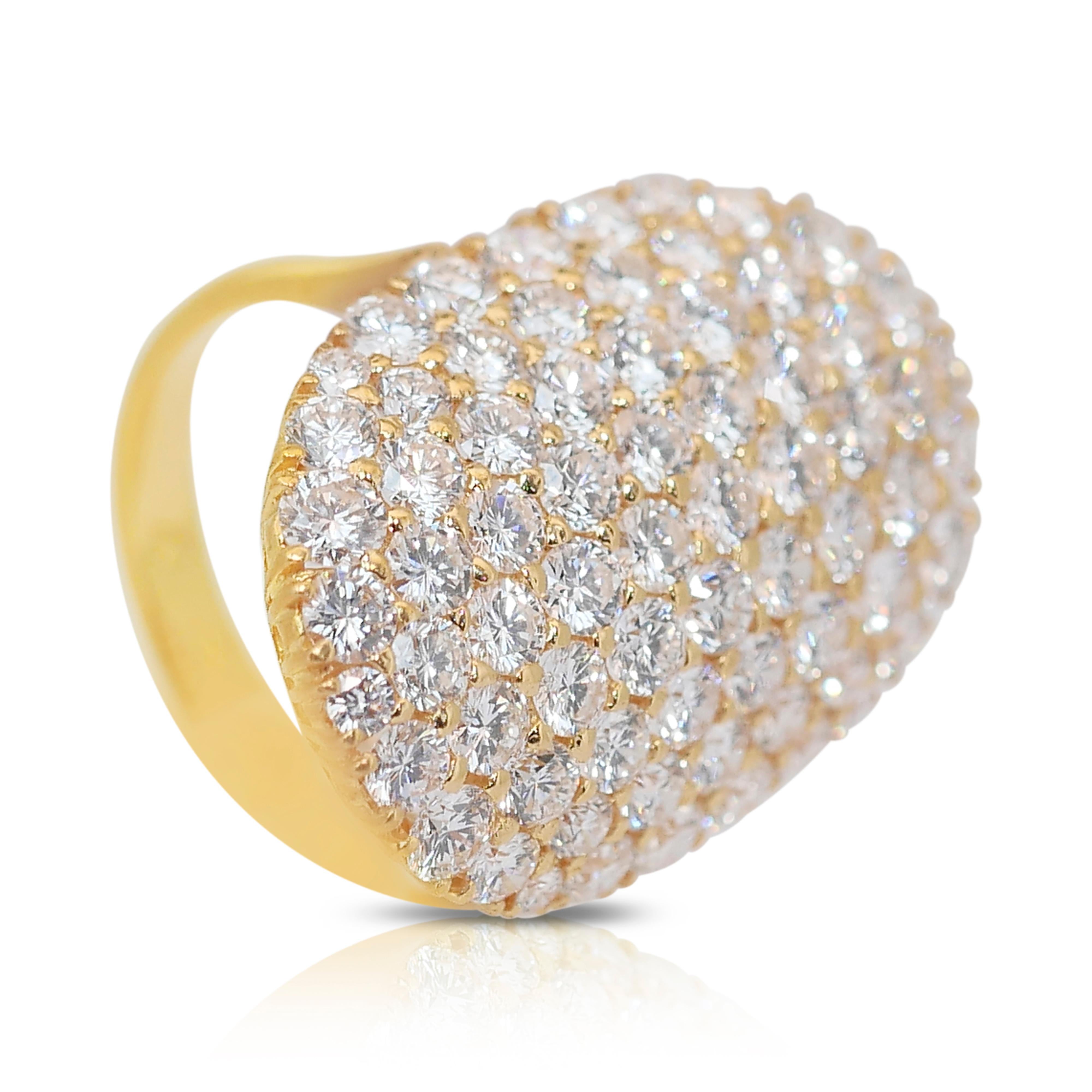 Glamorous 5.95ct Diamonds Cocktail Ring in 18k Yellow Gold - IGI Certified 1