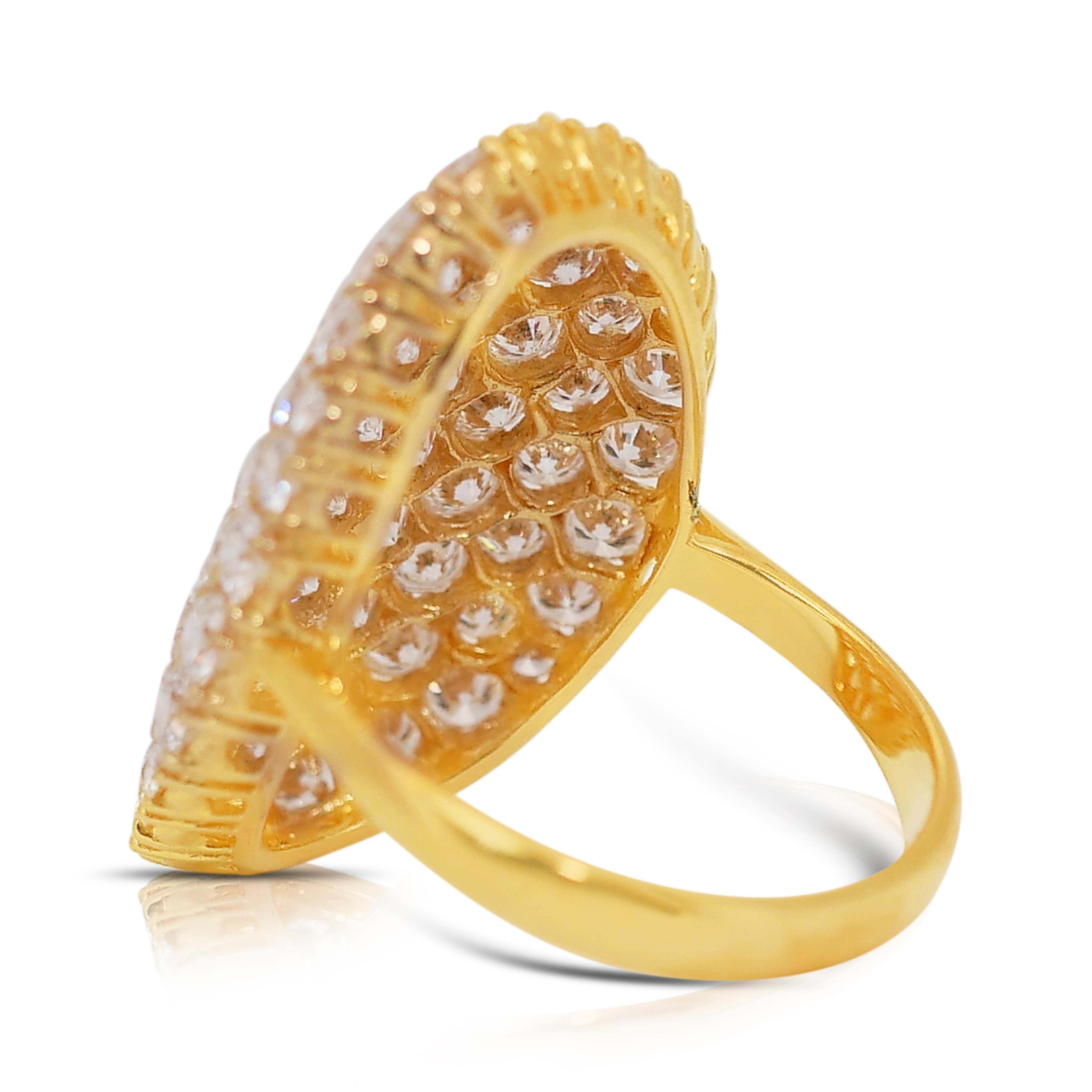 Glamorous 5.95ct Diamonds Cocktail Ring in 18k Yellow Gold - IGI Certified 2