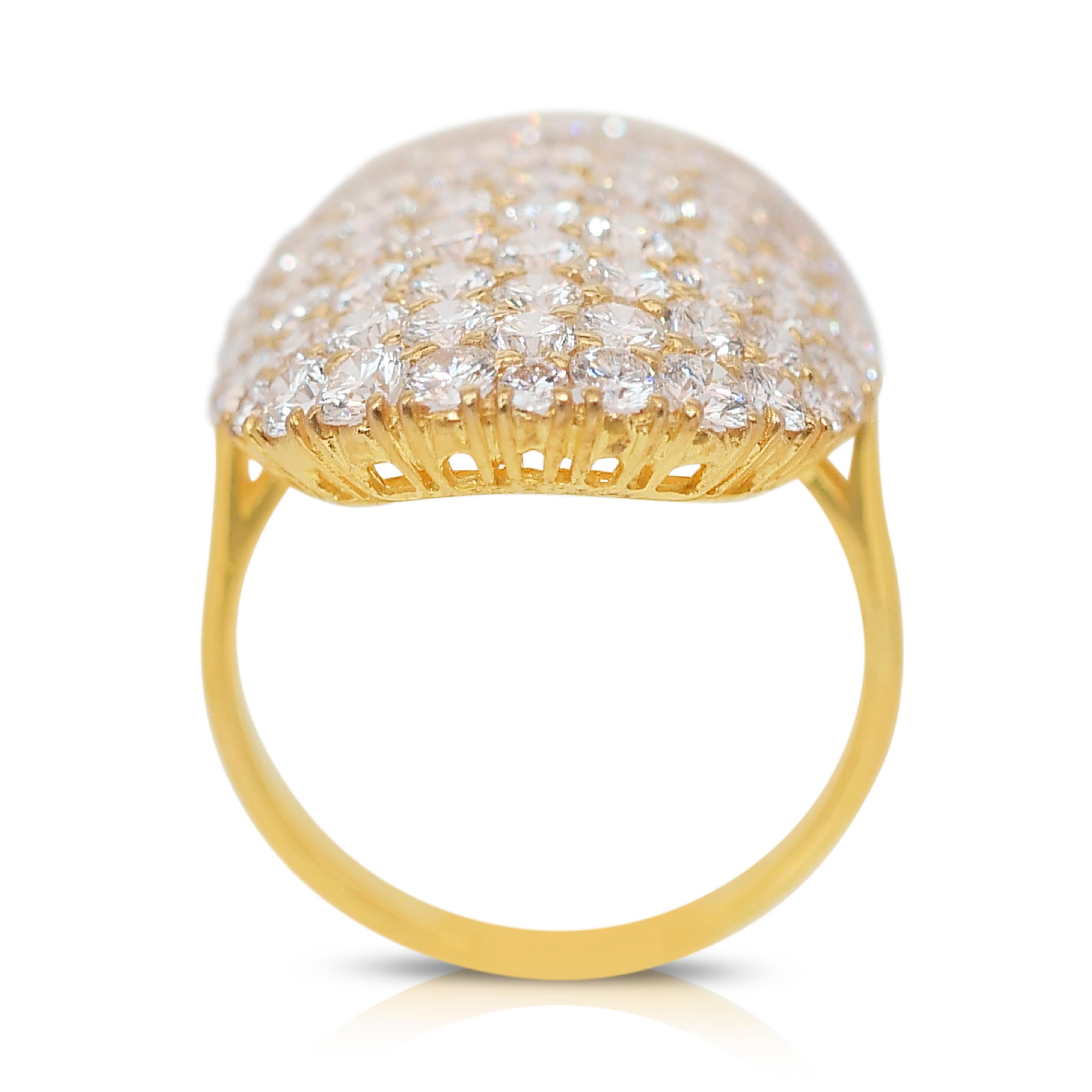 Glamorous 5.95ct Diamonds Cocktail Ring in 18k Yellow Gold - IGI Certified 4