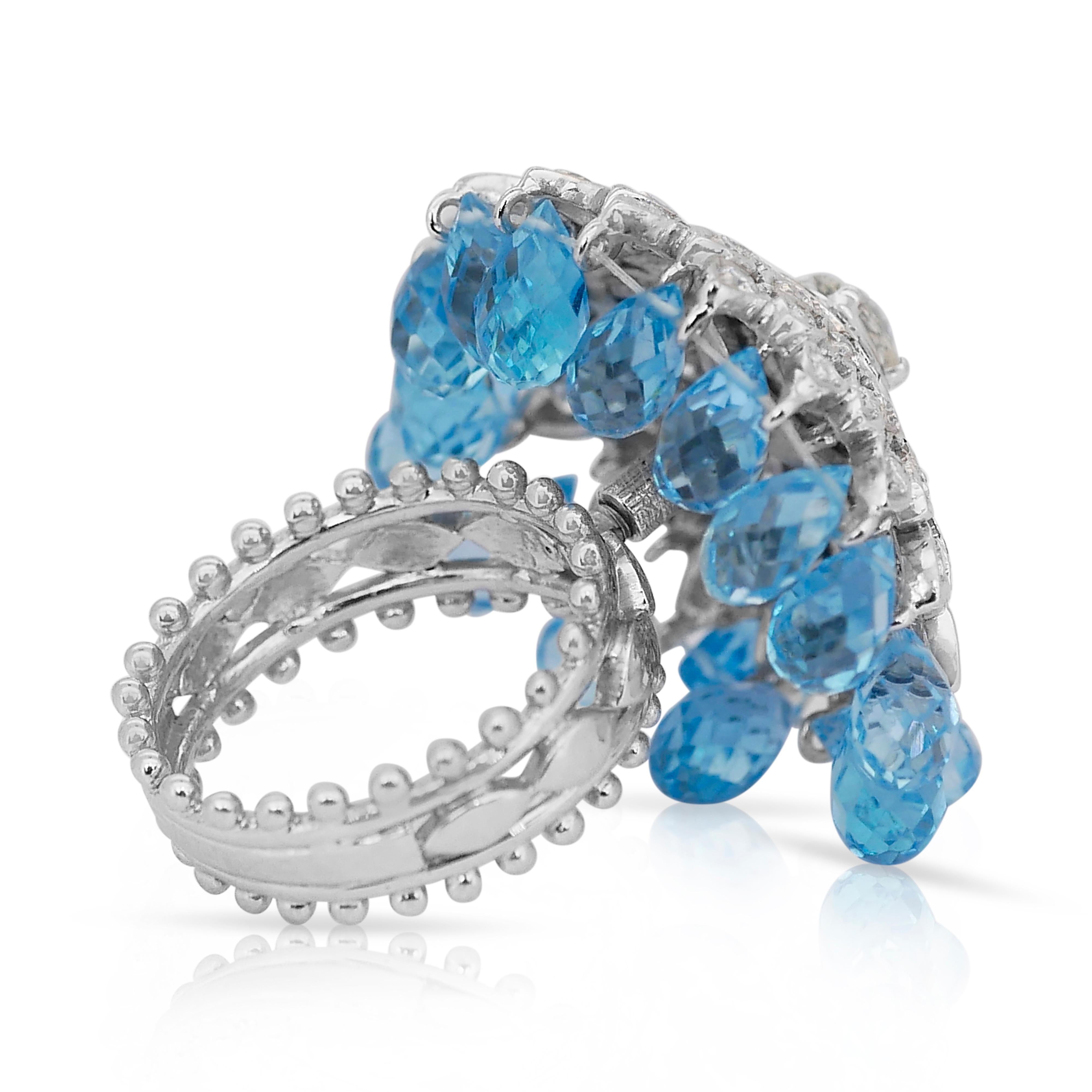 Glamorous 9.50ct Topaz and Diamonds Cocktail Ring in 14k White Gold 1