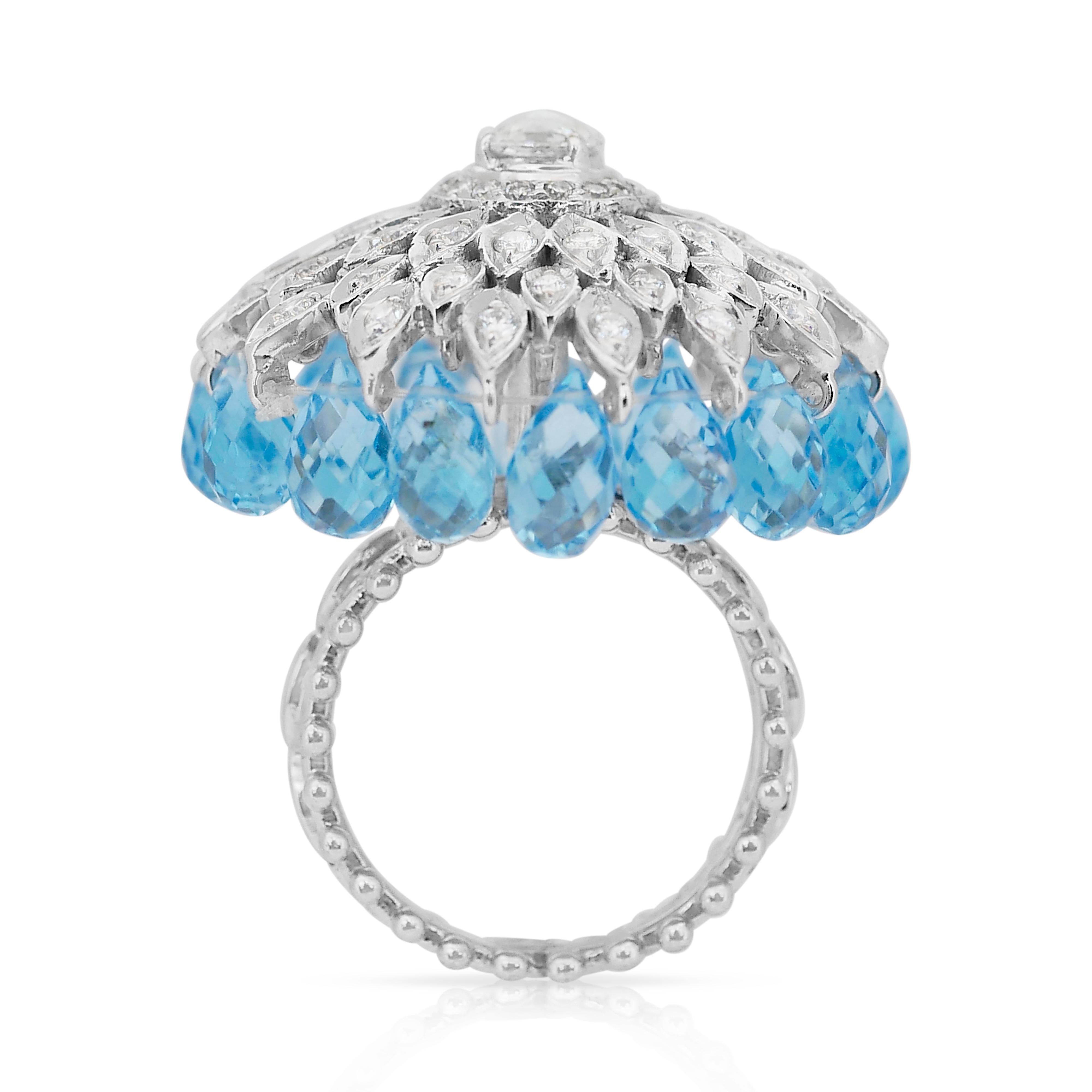 Glamorous 9.50ct Topaz and Diamonds Cocktail Ring in 14k White Gold 3