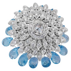 Glamorous 9.50ct Topaz and Diamonds Cocktail Ring in 14k White Gold