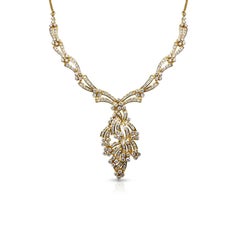 Glamorous 9.76ct Diamonds Necklace in 18k Yellow Gold - IGI Certified