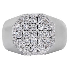 Anello glamour a cupola in oro bianco 9k con 2,2 carati di diamanti naturali Certificato IGI