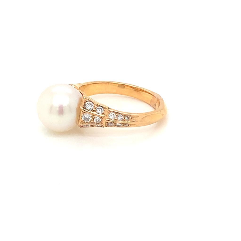 Women's Glamorous Tahitian Pearl and Diamond Ring in 18K Rose Gold For Sale