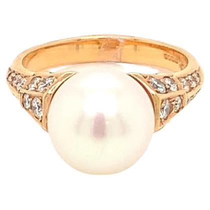 Glamorous Tahitian Pearl and Diamond Ring in 18K Rose Gold