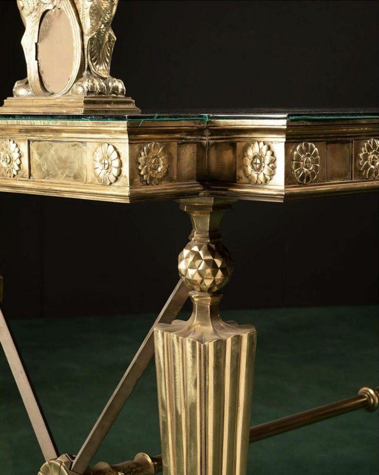 20th Century Glamorous American Bronze and Glass Banking Table For Sale