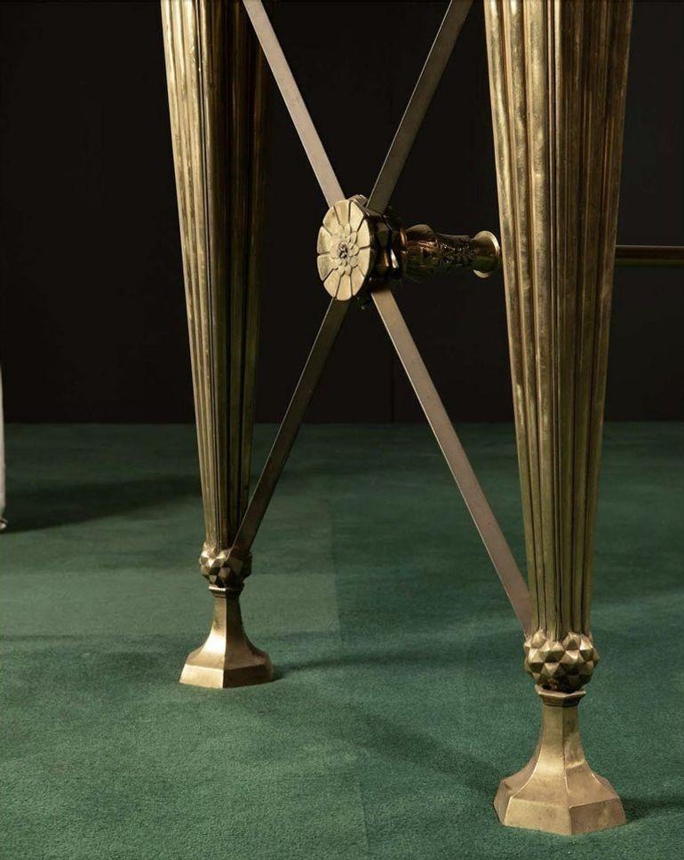 Glamorous American Bronze and Glass Banking Table For Sale 1