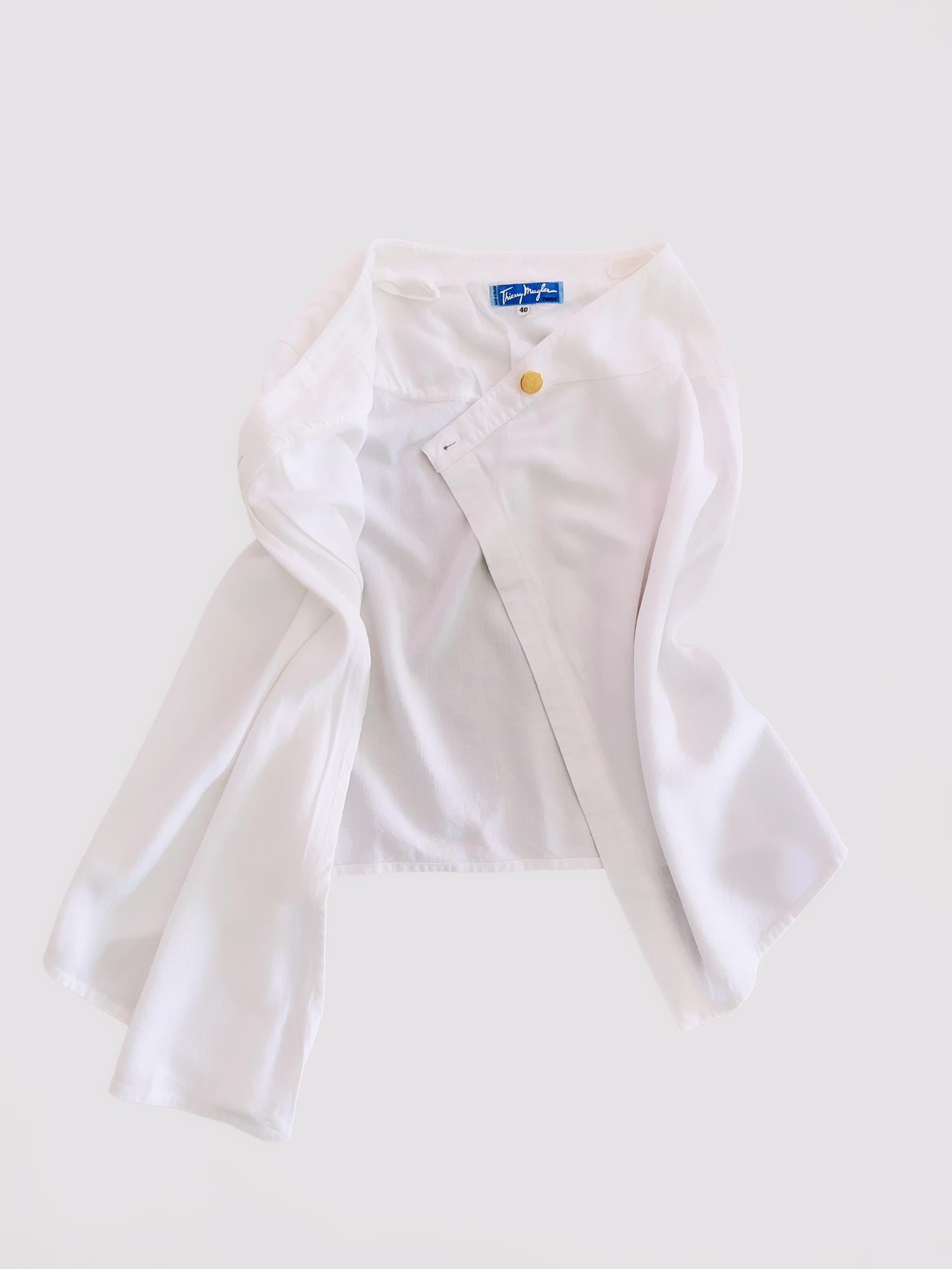 Glamorous Archival Thierry Mugler SS 1986 Gold White Iconic Skirtsuit For Sale 10