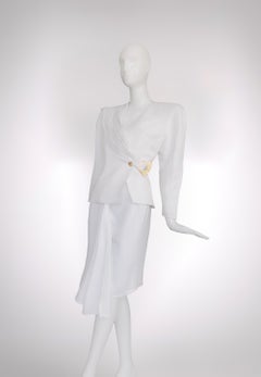 Glamorous Archival Thierry Mugler SS 1986 Gold White Iconic Skirtsuit