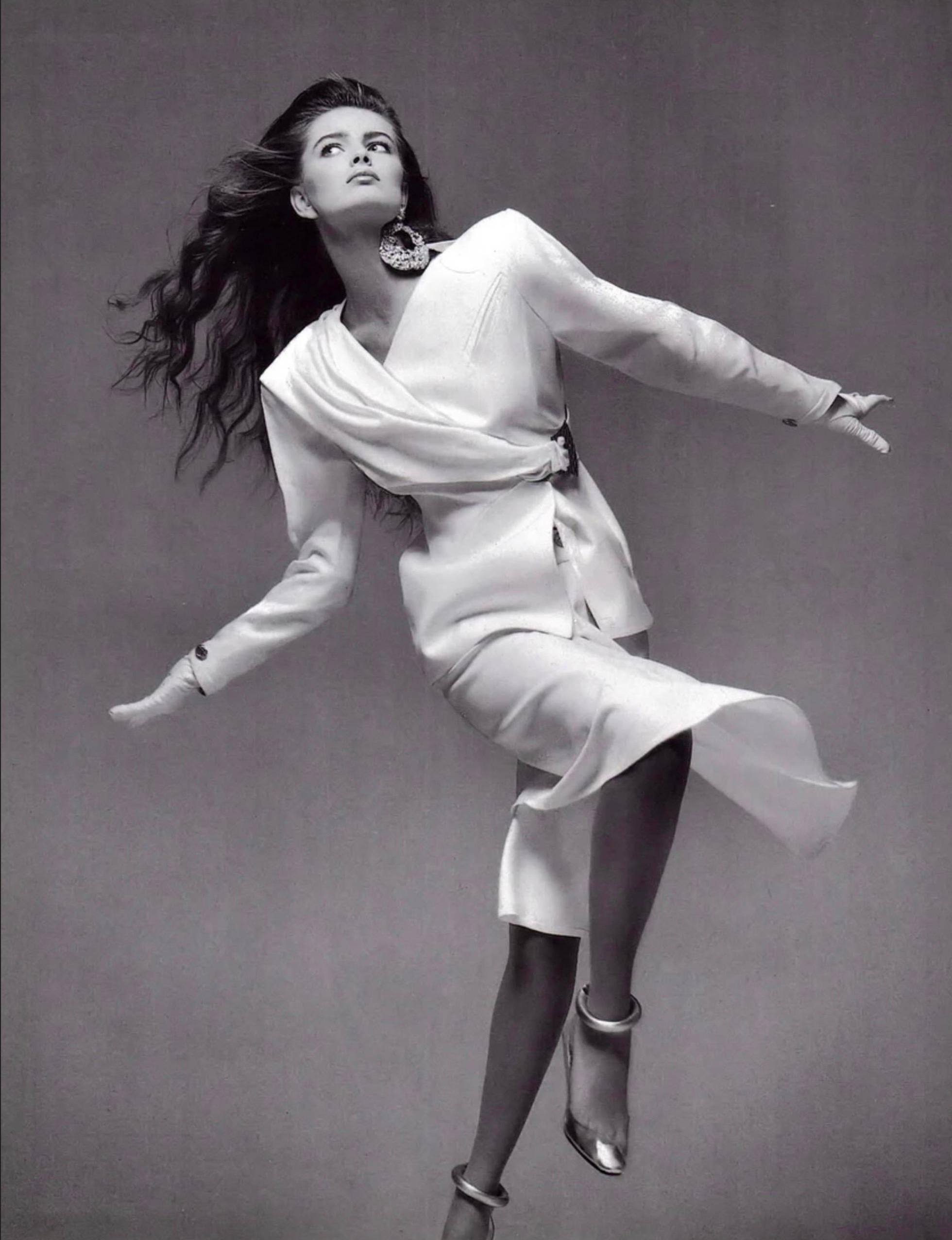 Gray Glamorous Archival Thierry Mugler SS 1986 Gold White Iconic Skirtsuit For Sale