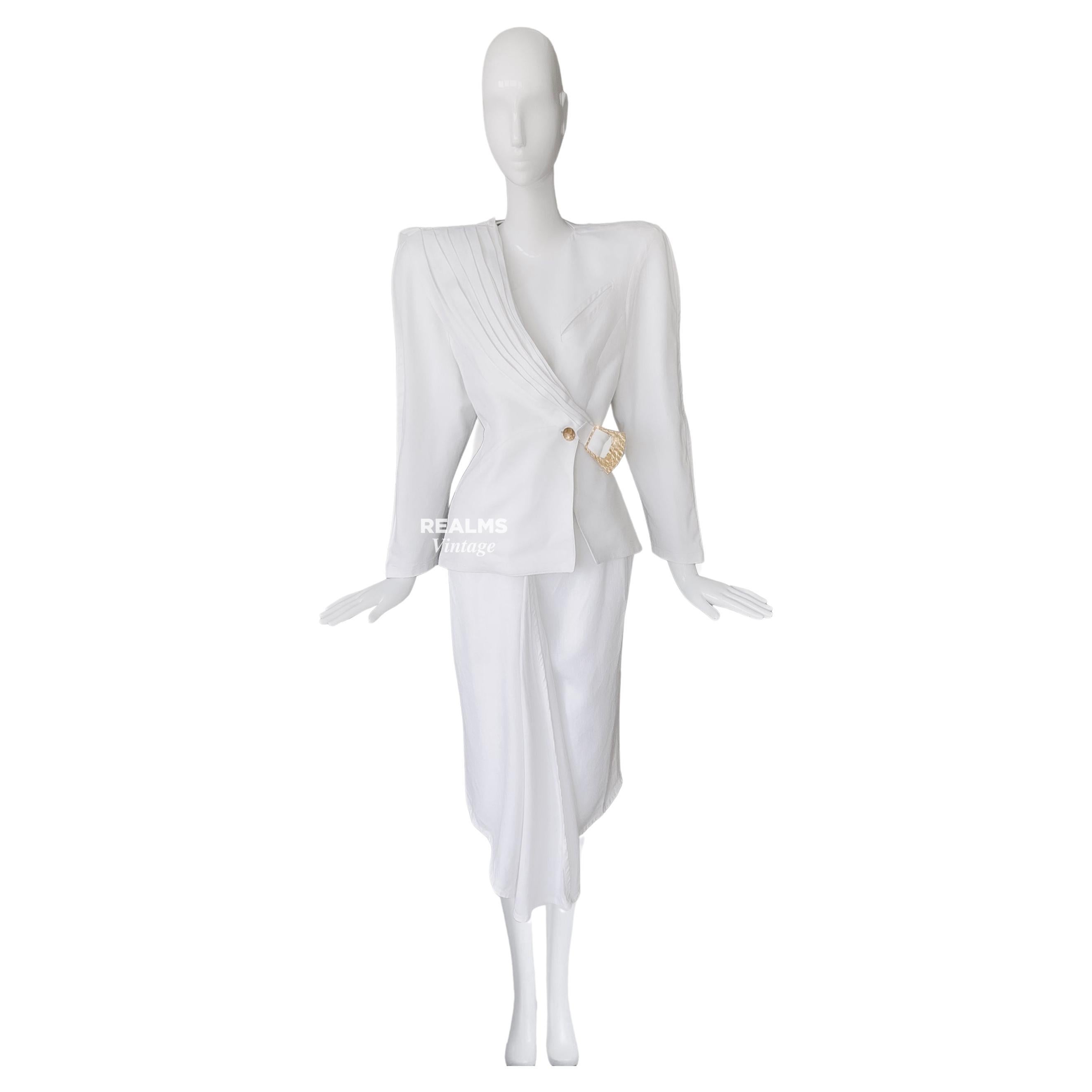 Women's Glamorous Archival Thierry Mugler SS 1986 Gold White Iconic Skirtsuit  For Sale