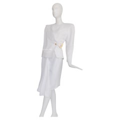 Glamuroso Falda de Archivo Thierry Mugler SS 1986 Oro Blanco Icónica 