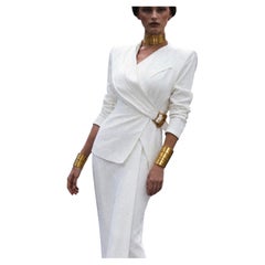 Glamorous Archival Thierry Mugler SS 1986 Gold White Iconic Skirtsuit