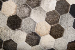 Light gray and dark gray customizable Angulo Cowhide Area Floor Rug Small