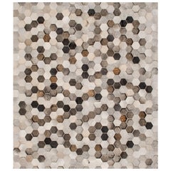 Tappeto da pavimento in pelle bovina Angulo grigio chiaro e grigio scuro personalizzabile Small