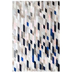 Gray blue & pink Customizable Astila Cowhide Area Floor Rug Medium