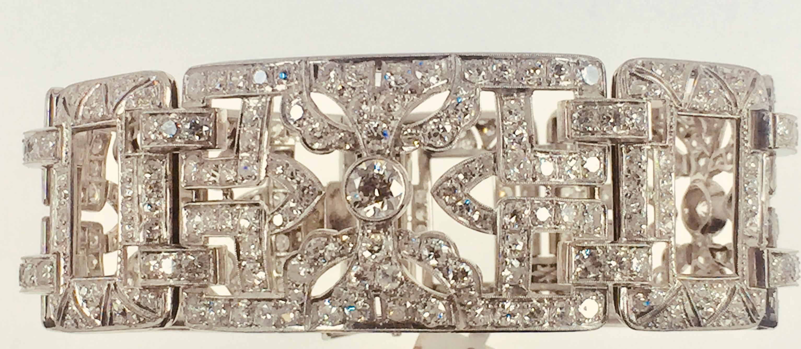 Platinarmband mit Glamourösem Art déco-Diamant im Art déco-Stil Damen im Angebot