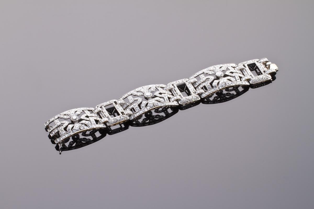 Glamorous Art Deco Diamond Platinum Bracelet For Sale 1