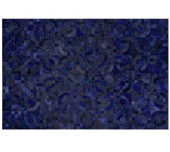Tappeto da pavimento in pelle bovina blu scuro personalizzabile Optico Midnight Blue Small