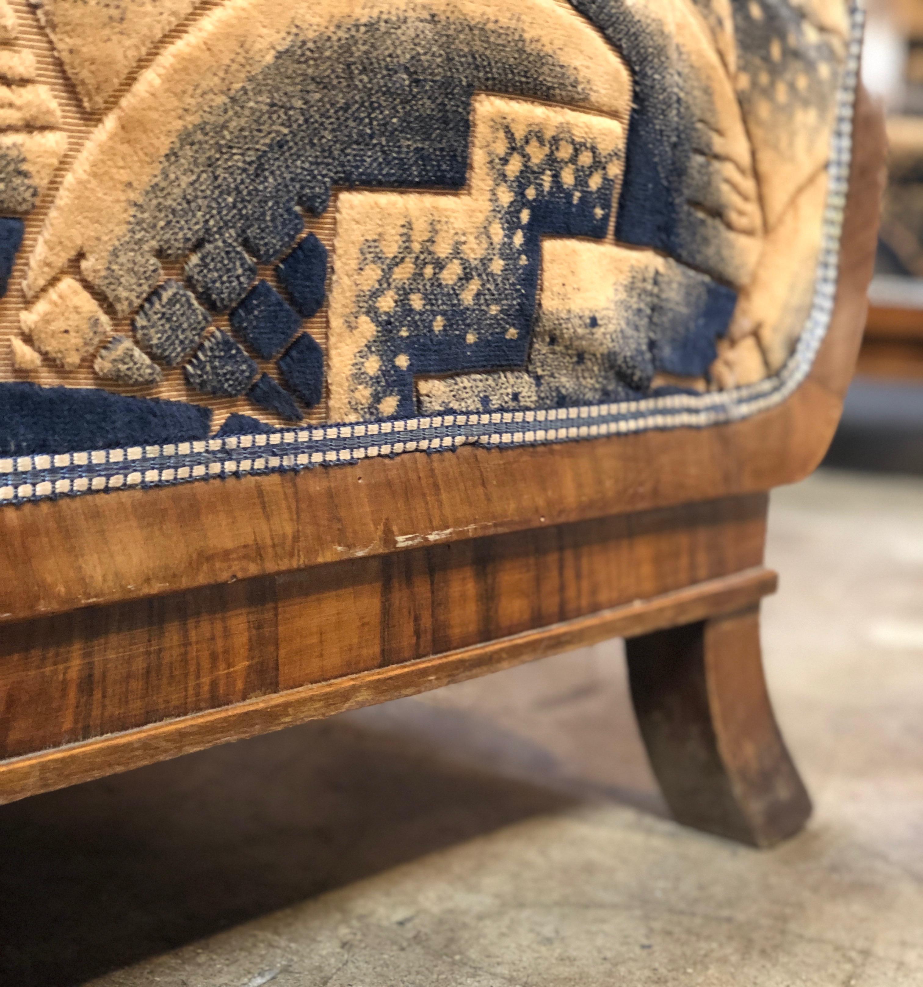 Fabric Glamorous Art Deco  Chairs Suite in Cotton Velvet, Italy, 1920s For Sale