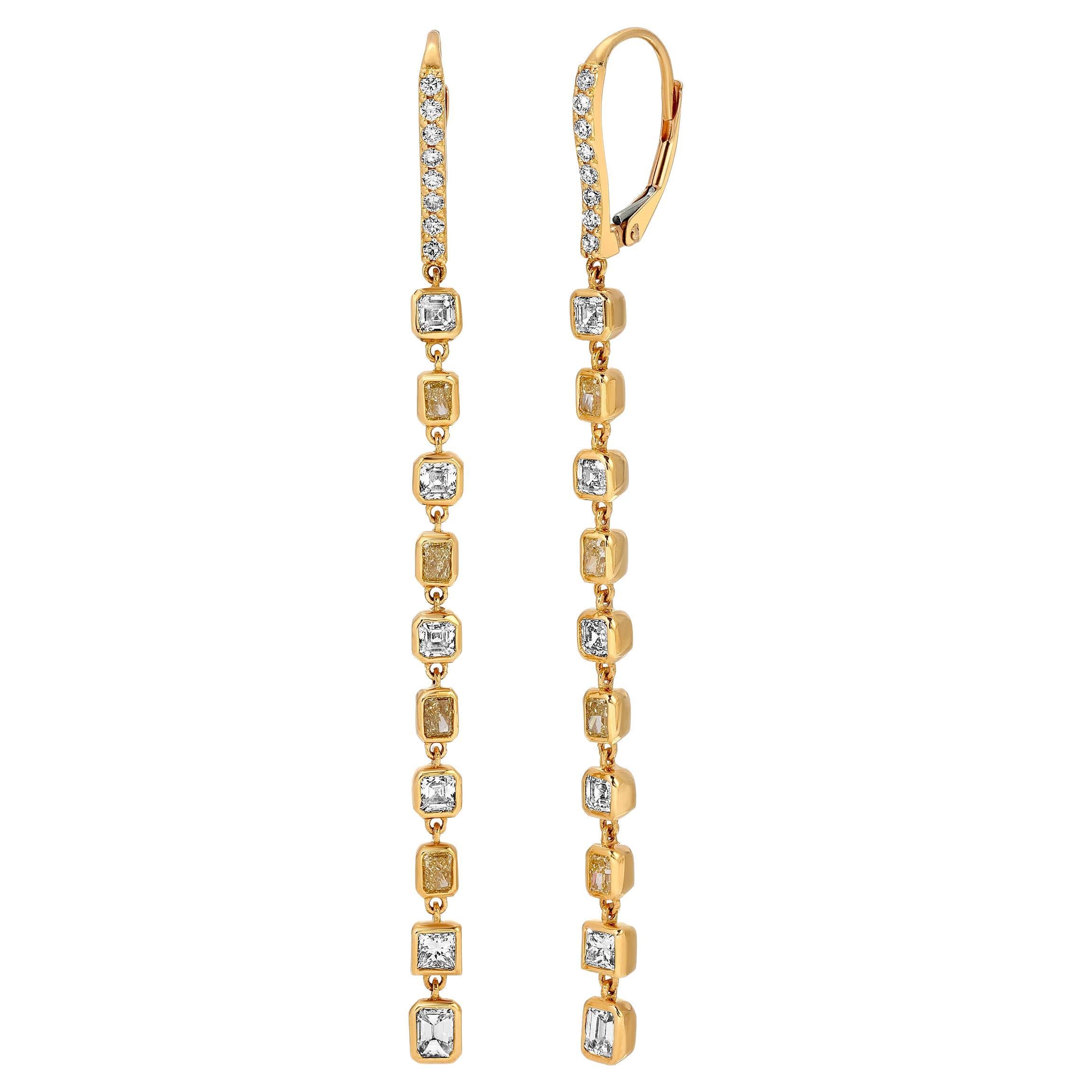 Dual Tone 14K Gelbgold Diamant-Ohrhänger
