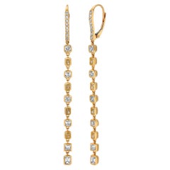 Dual Tone 14K Gelbgold Diamant-Ohrhänger