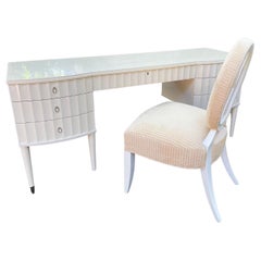 Glamorous Barbara Barry for Baker Desk or Vanity and Upholstered Chair